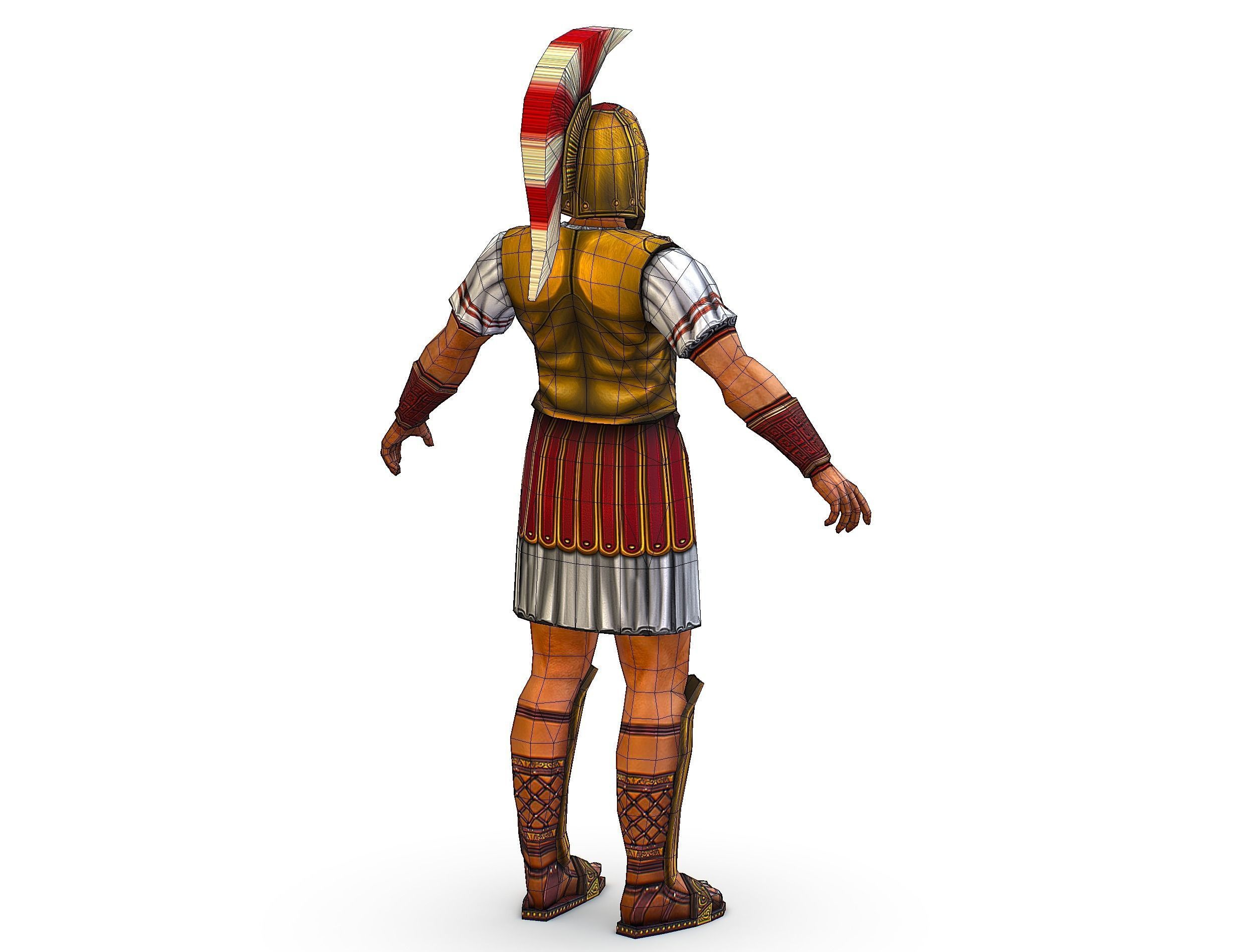 Ancient Warrior in Golden Armor and Helmet Low-poly 3D model_40
