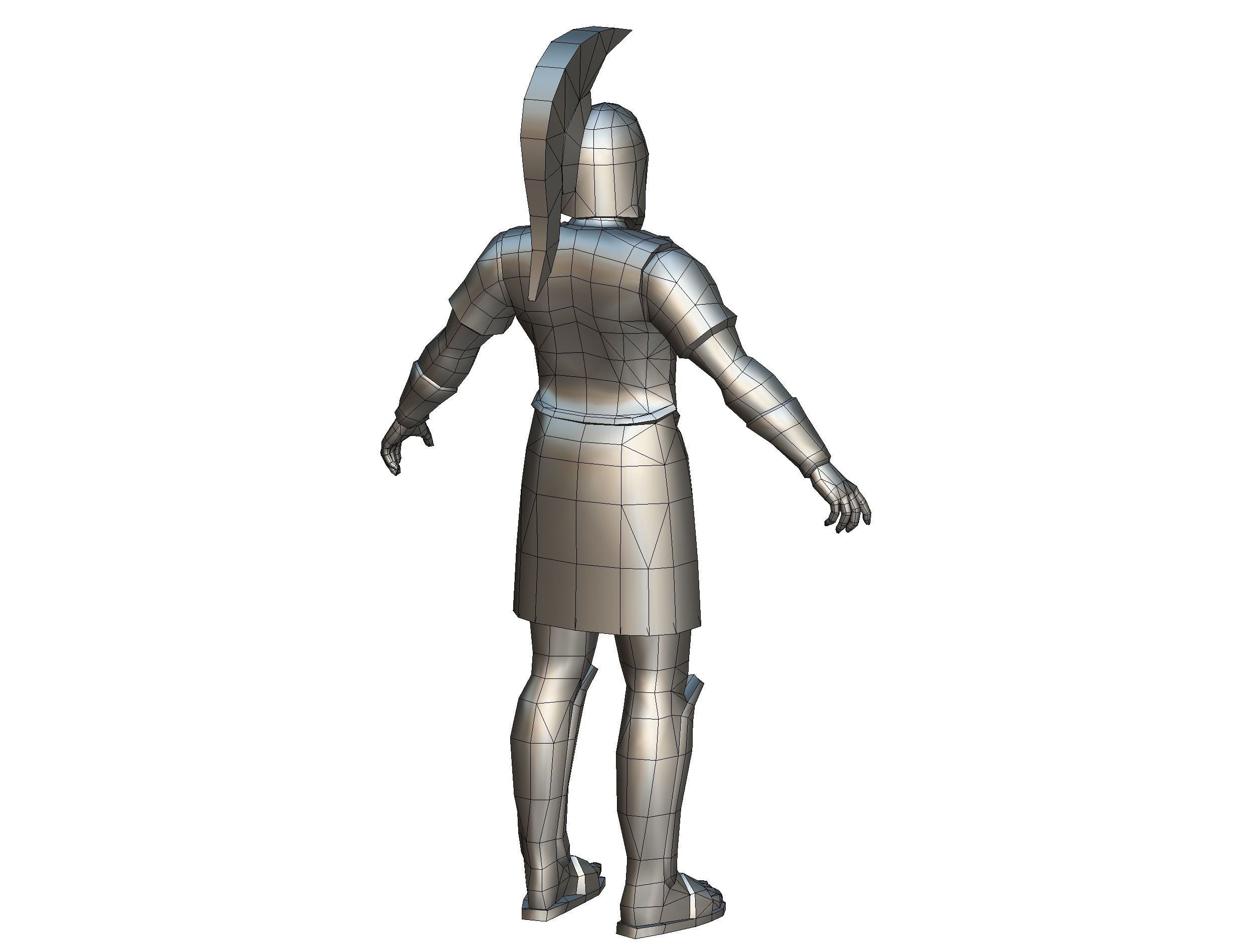 Ancient Warrior in Golden Armor and Helmet Low-poly 3D model_41