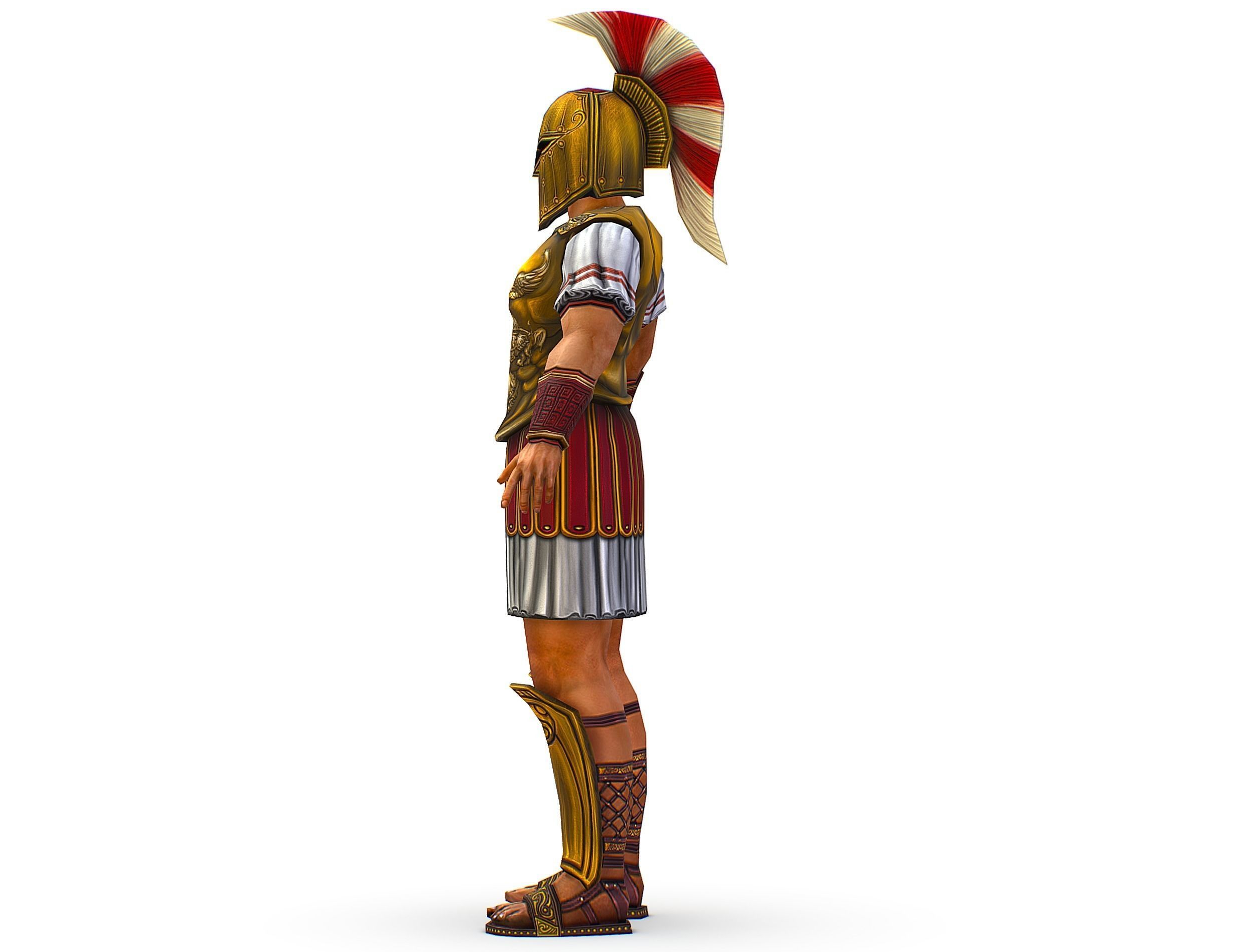 Ancient Warrior in Golden Armor and Helmet Low-poly 3D model_17