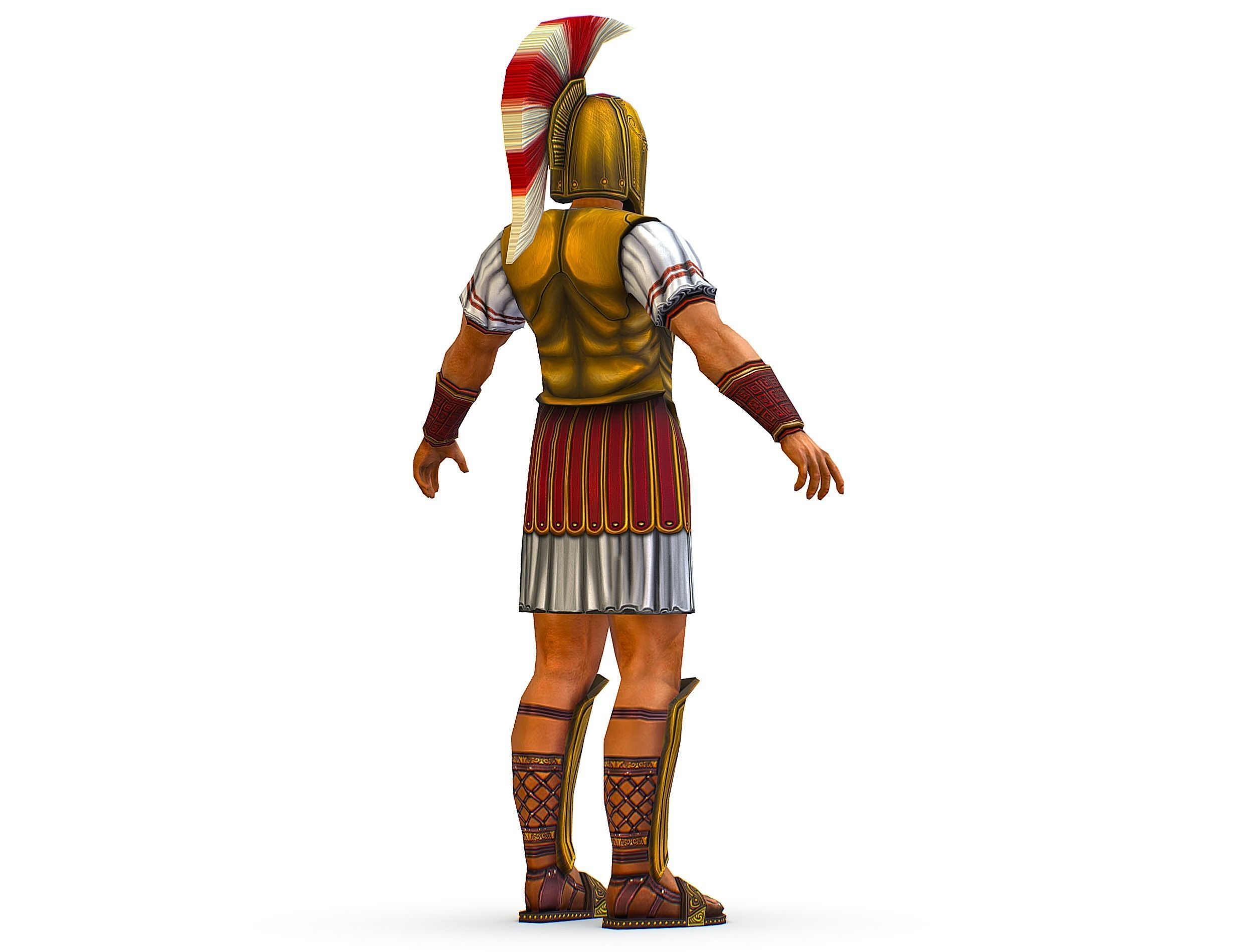Ancient Warrior in Golden Armor and Helmet Low-poly 3D model_9