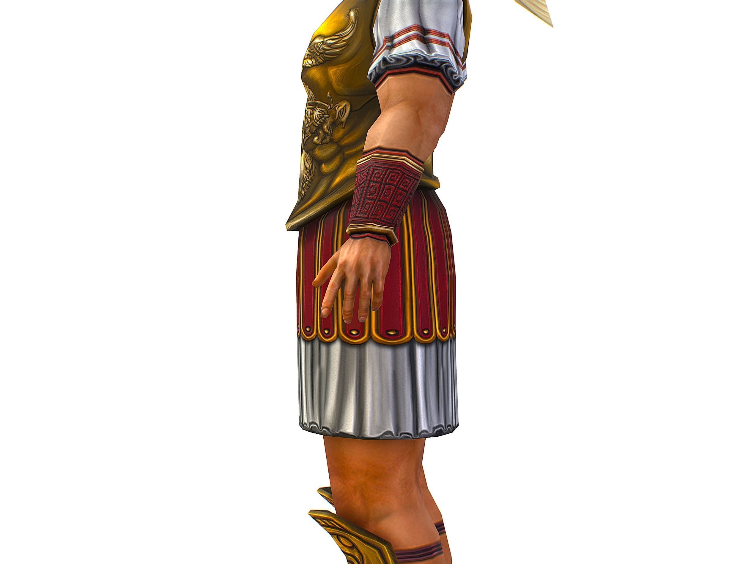 Ancient Warrior in Golden Armor and Helmet Low-poly 3D model_32