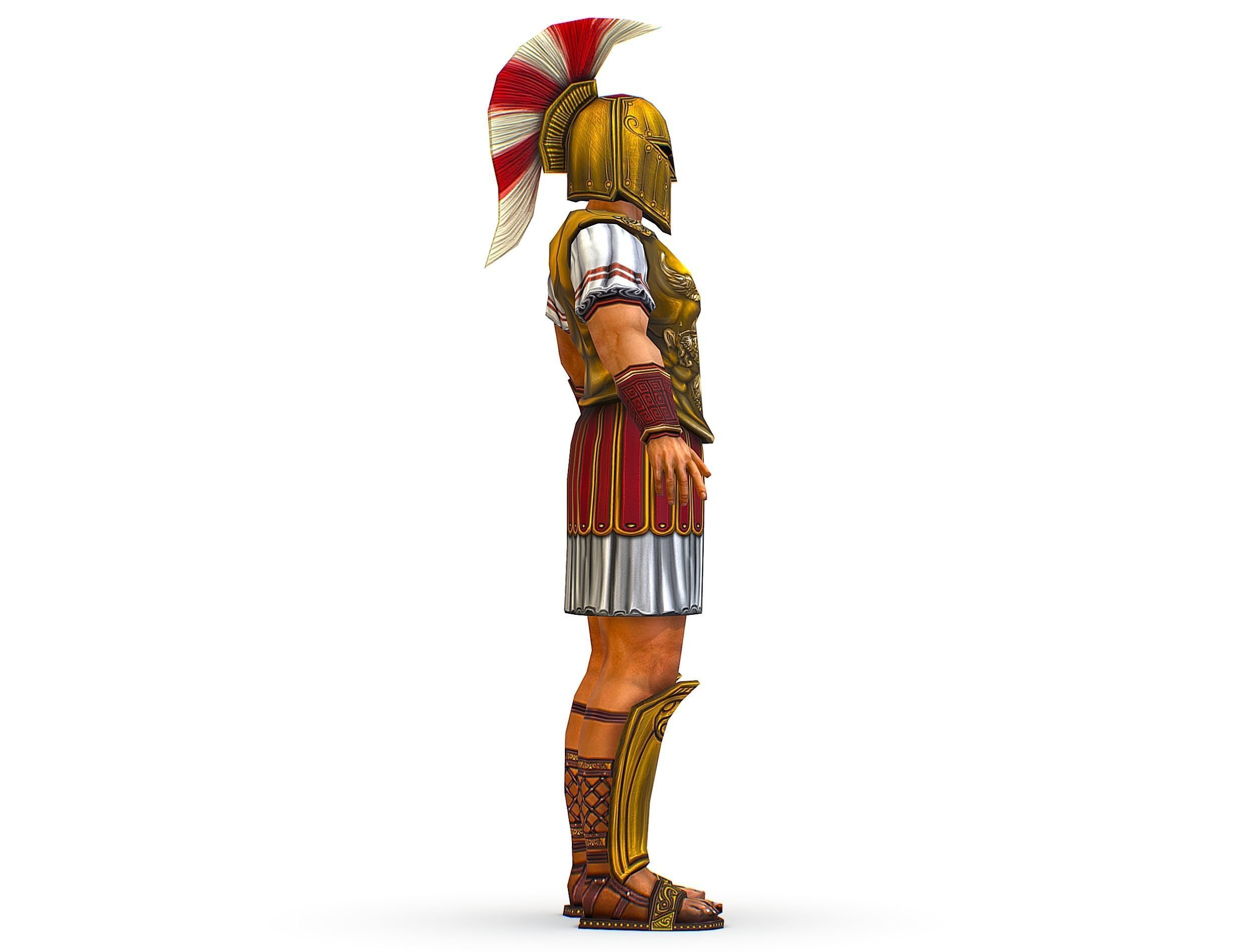 Ancient Warrior in Golden Armor and Helmet Low-poly 3D model_6