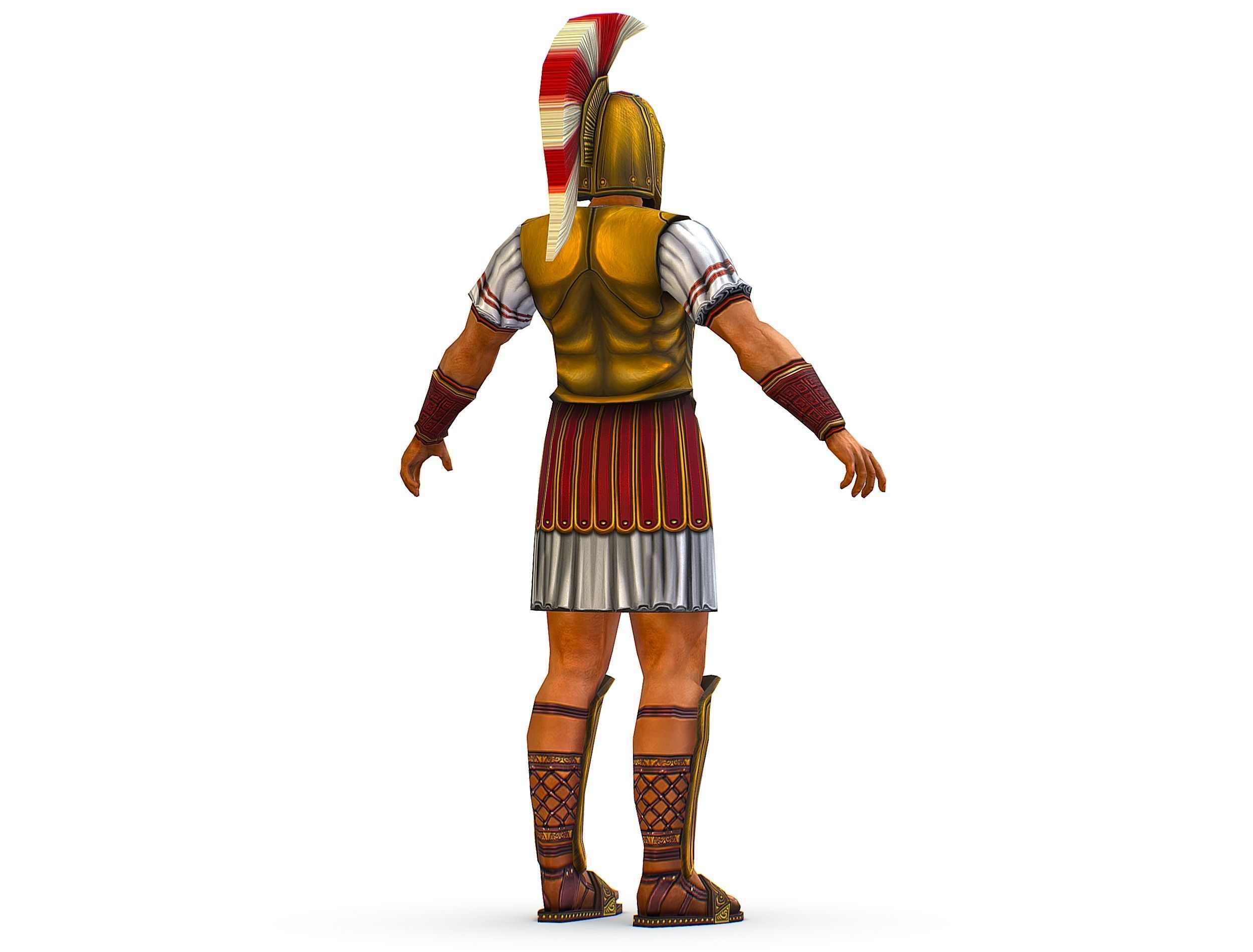 Ancient Warrior in Golden Armor and Helmet Low-poly 3D model_10