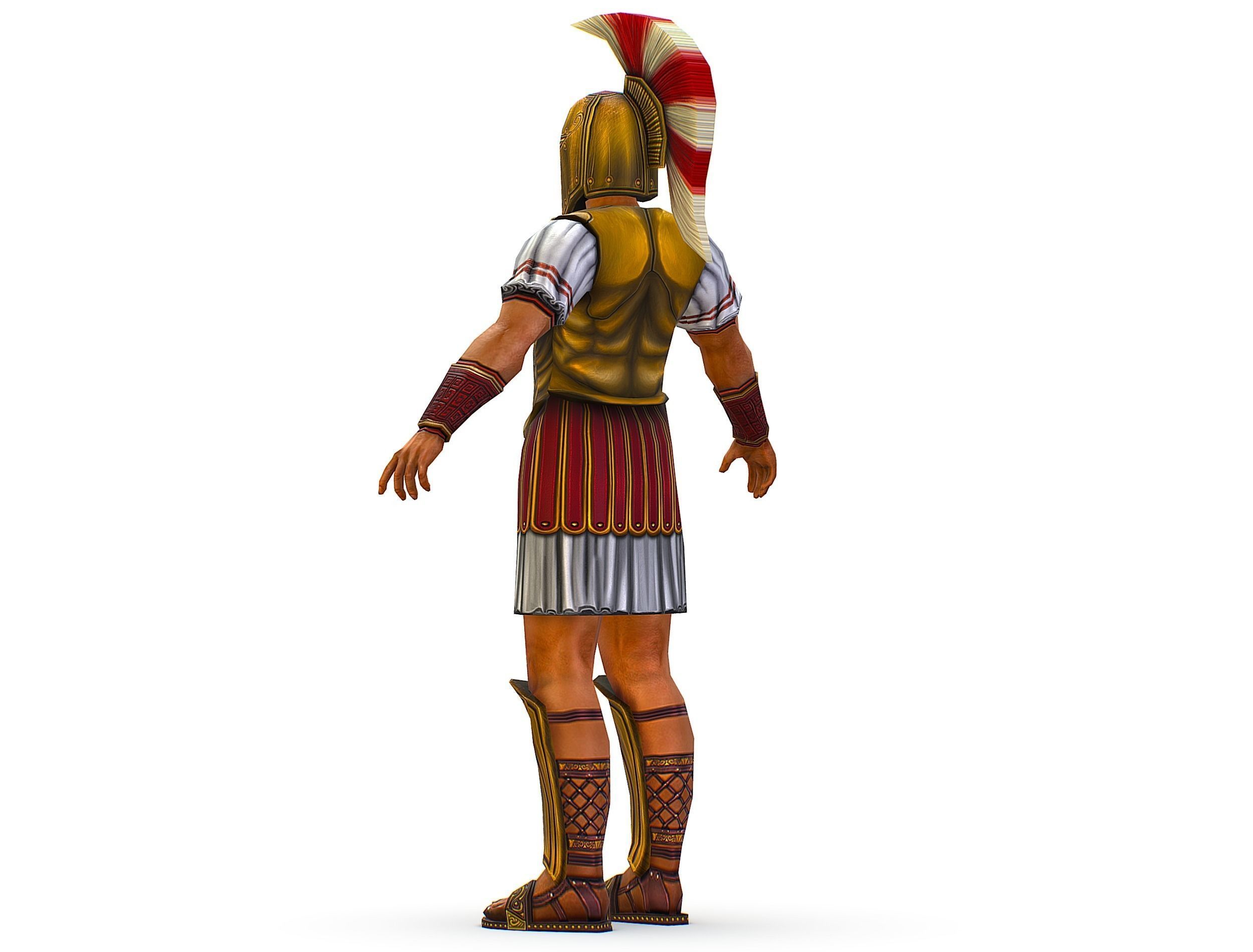 Ancient Warrior in Golden Armor and Helmet Low-poly 3D model_15