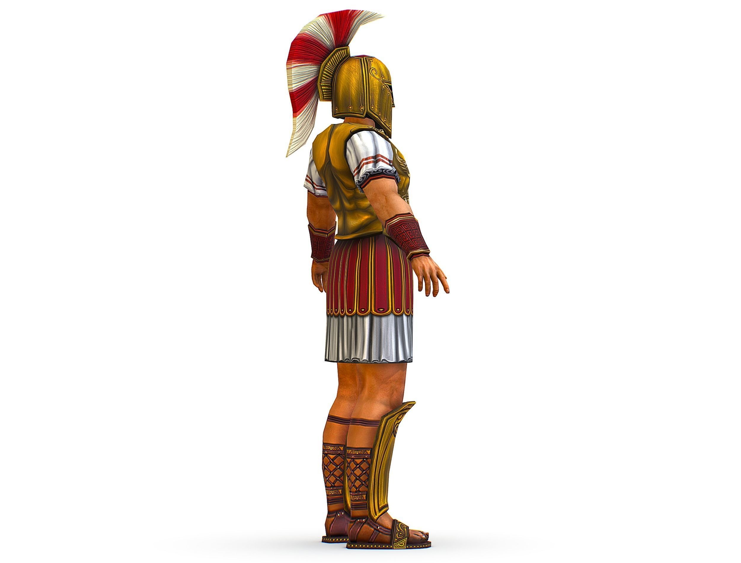 Ancient Warrior in Golden Armor and Helmet Low-poly 3D model_7