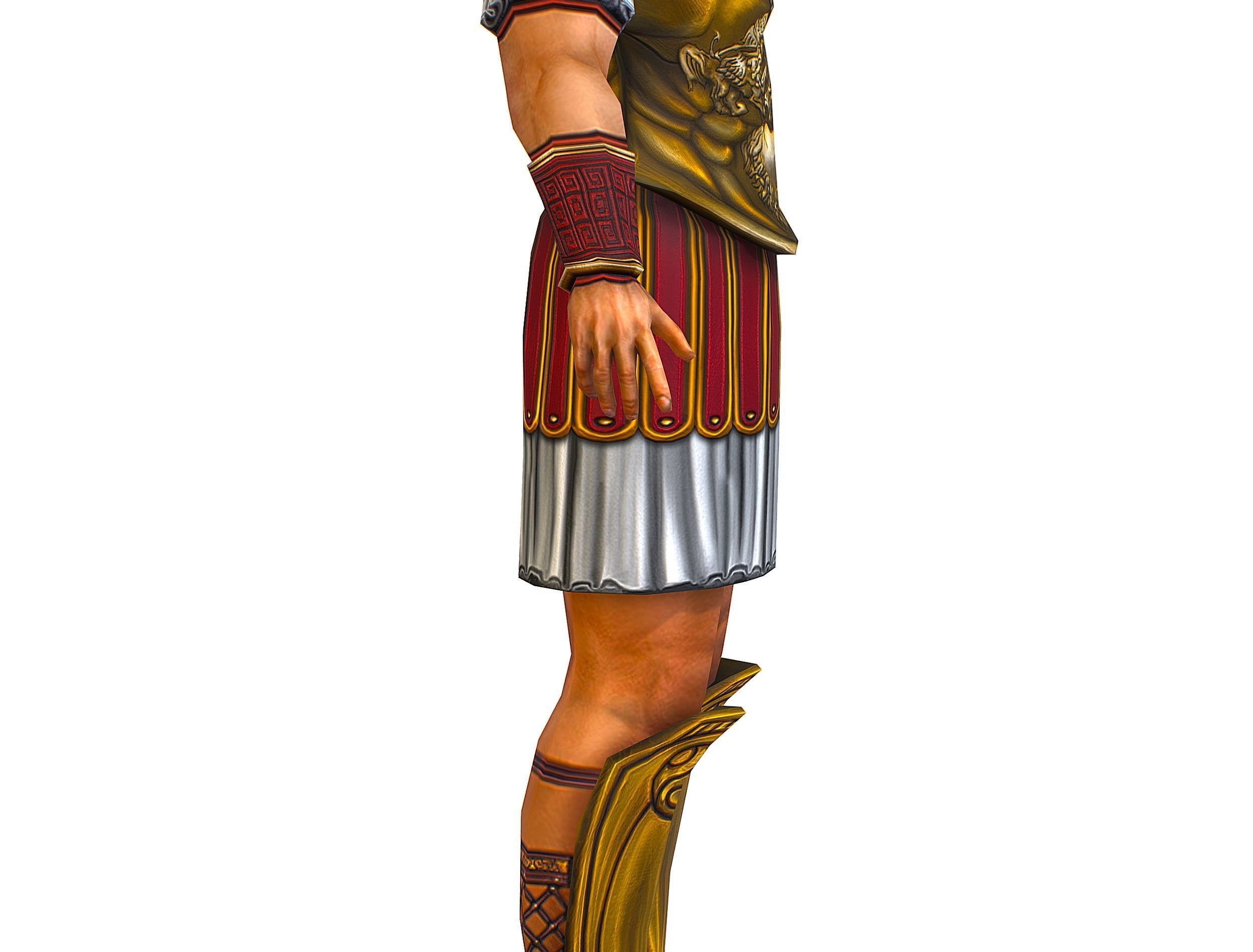 Ancient Warrior in Golden Armor and Helmet Low-poly 3D model_29