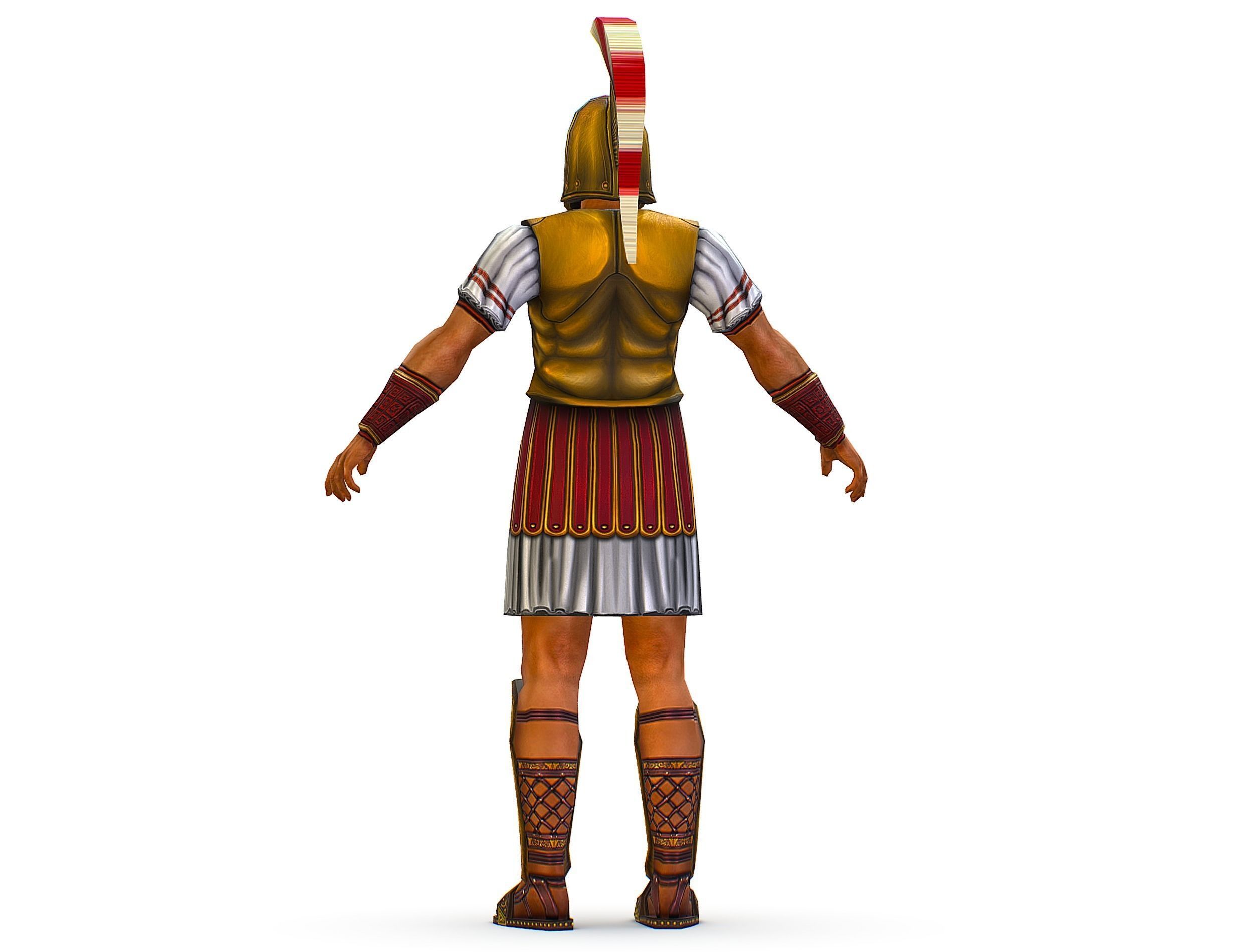 Ancient Warrior in Golden Armor and Helmet Low-poly 3D model_13