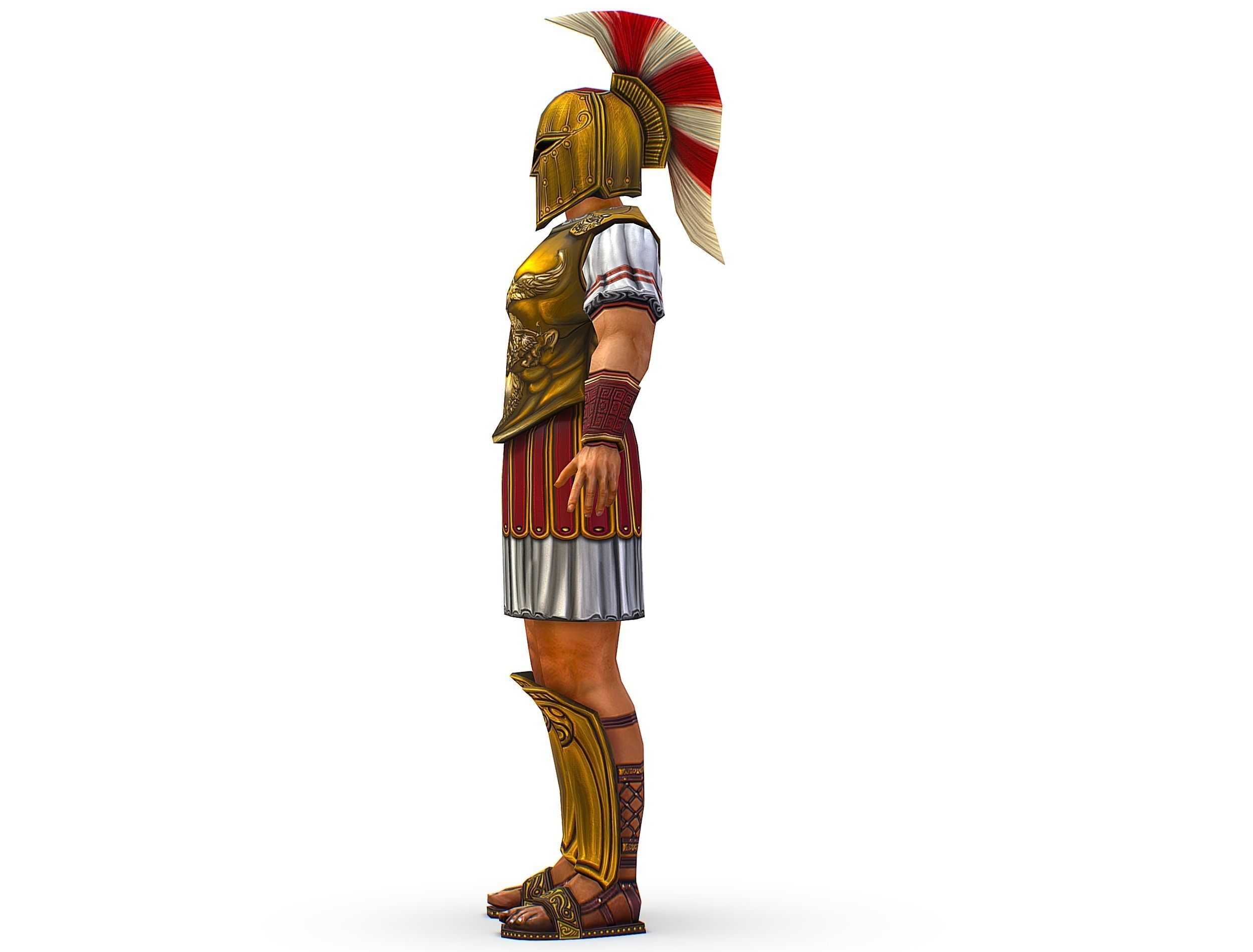 Ancient Warrior in Golden Armor and Helmet Low-poly 3D model_18