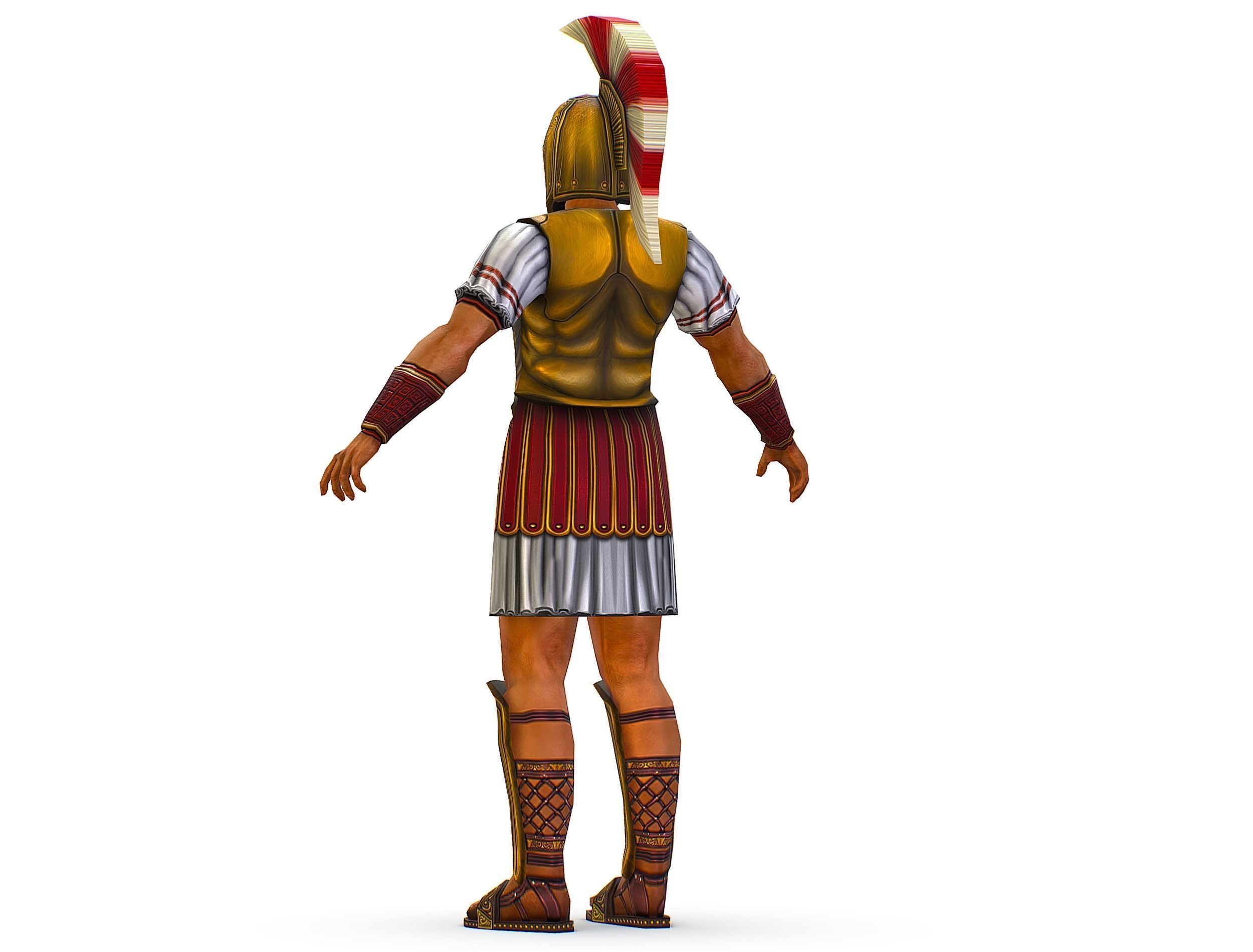 Ancient Warrior in Golden Armor and Helmet Low-poly 3D model_14