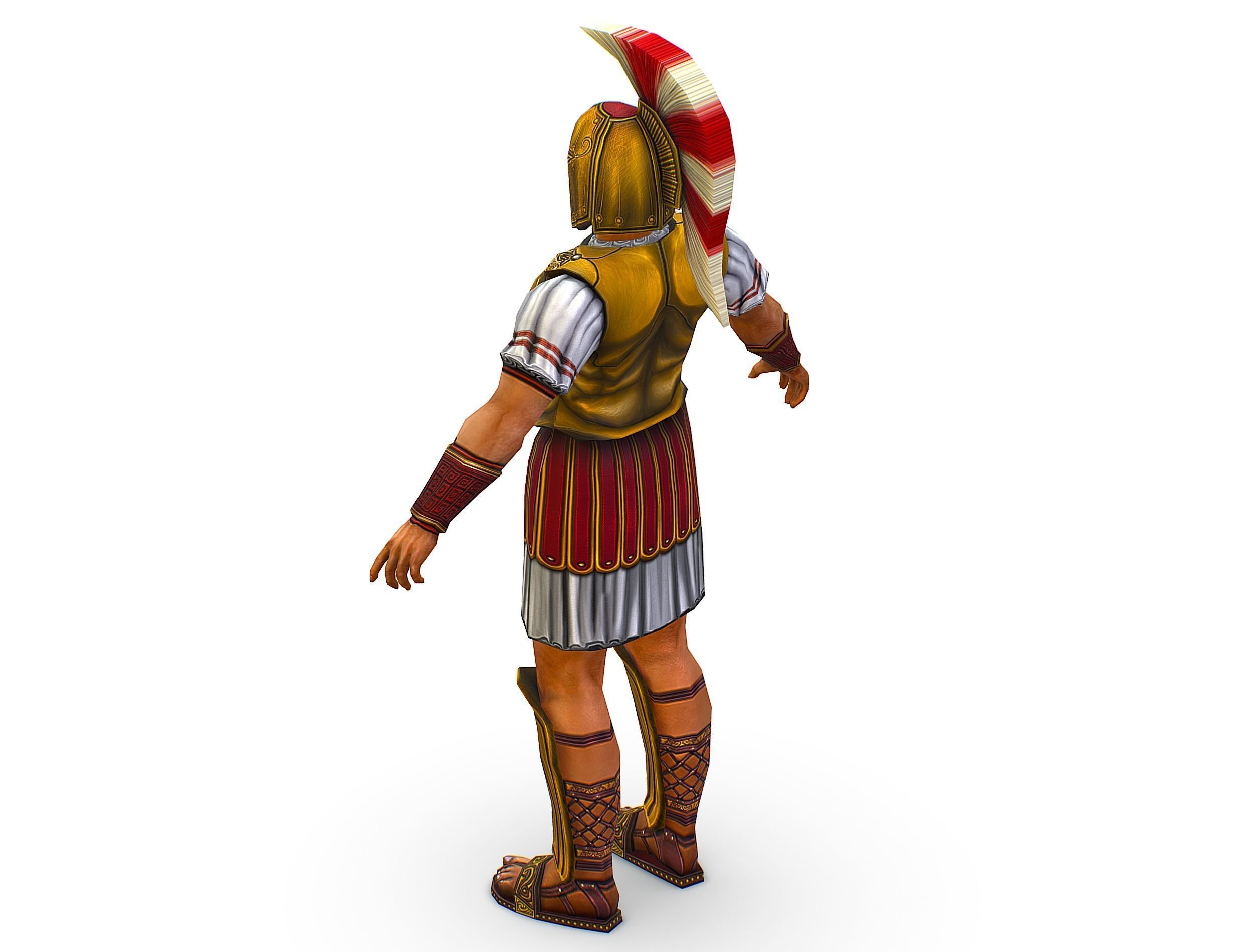 Ancient Warrior in Golden Armor and Helmet Low-poly 3D model_35