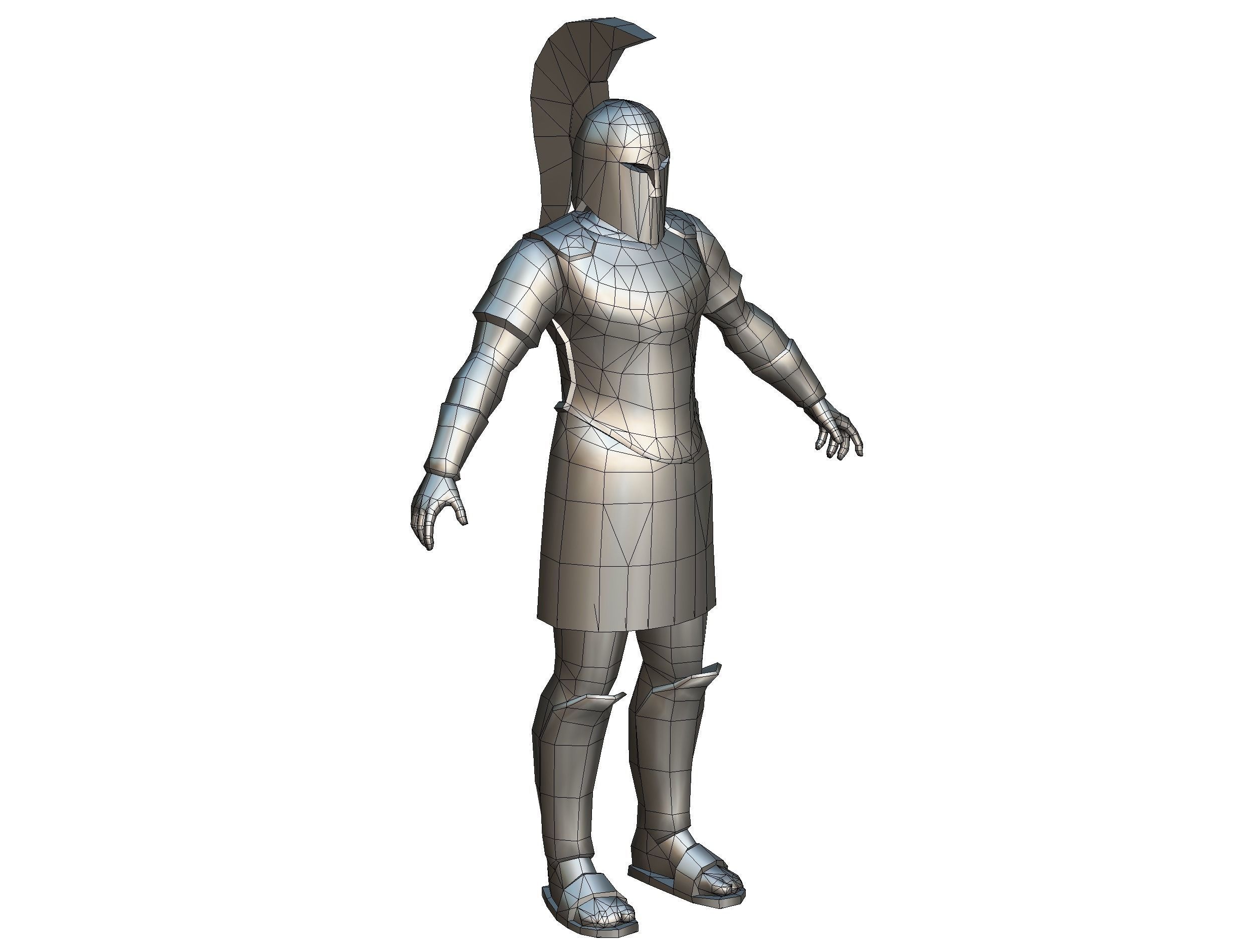 Ancient Warrior in Golden Armor and Helmet Low-poly 3D model_39