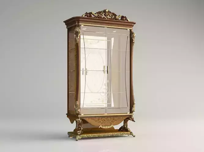 cabinet with glass doors 3D model 3D model