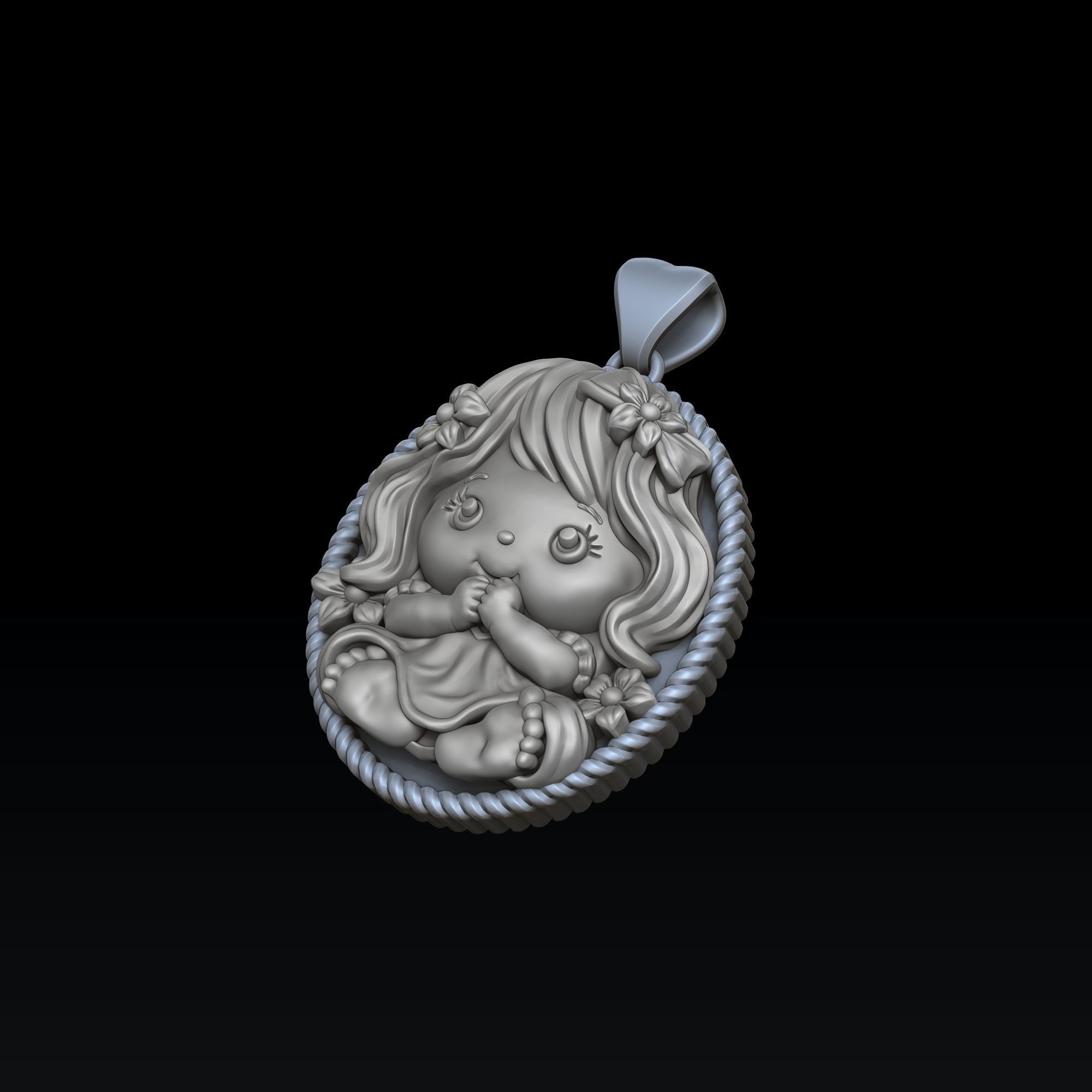 Baby Girl Pendant 3D print model_5