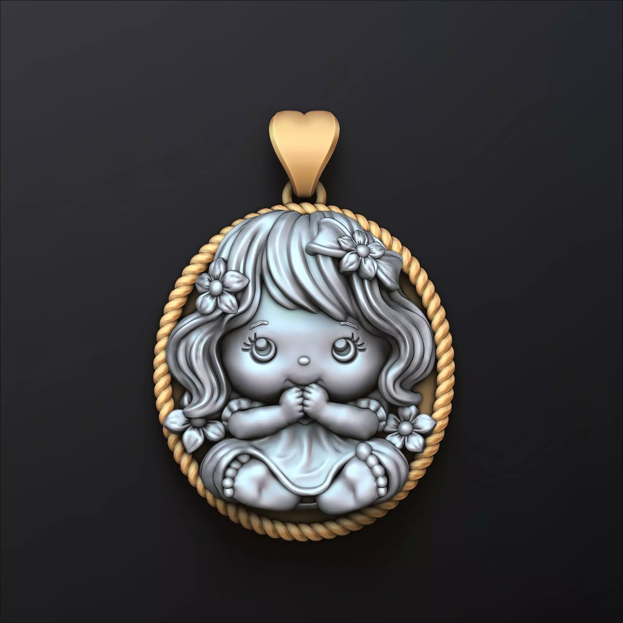 Baby Girl Pendant 3D print model_0
