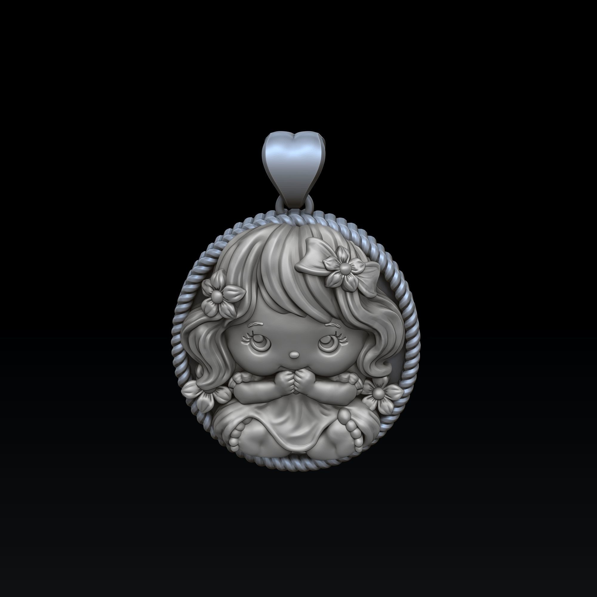 Baby Girl Pendant 3D print model_4