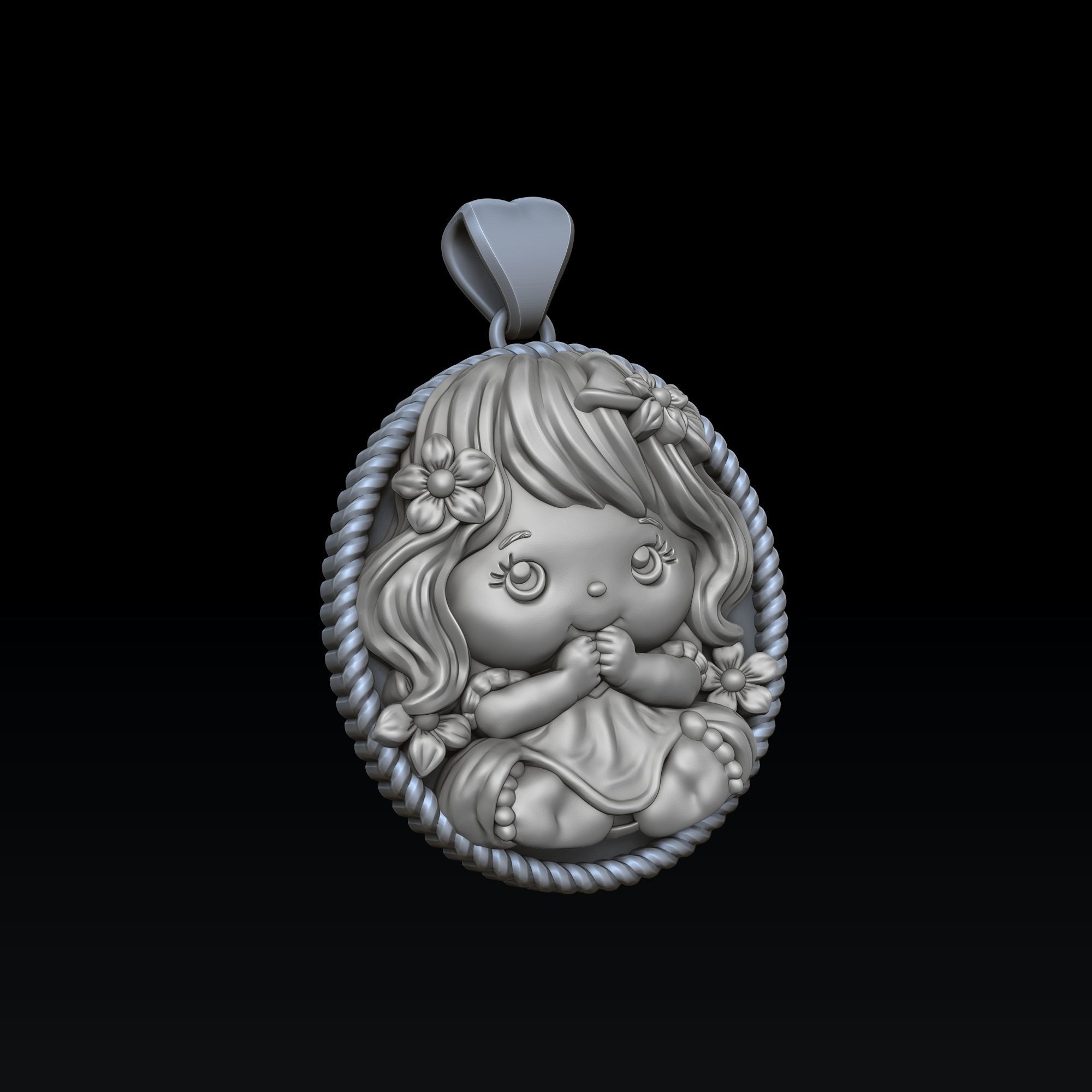 Baby Girl Pendant 3D print model_6