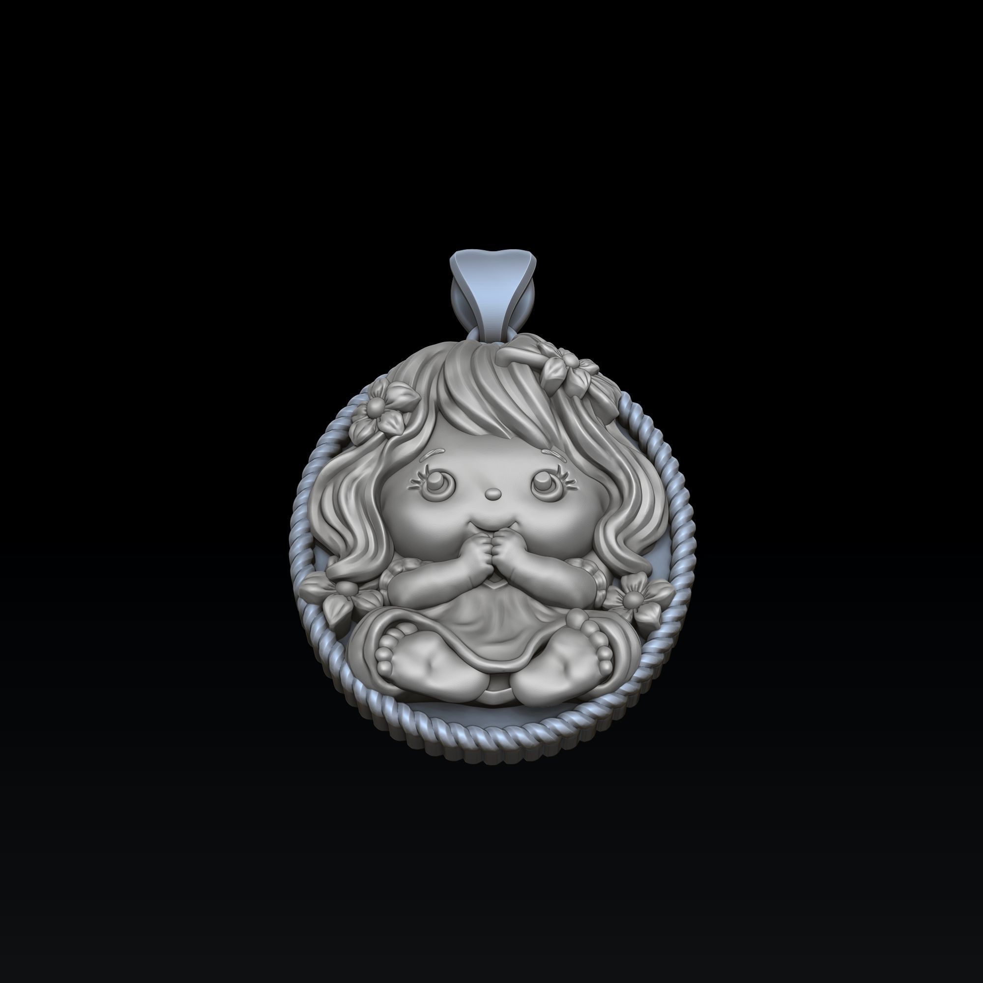 Baby Girl Pendant 3D print model_1