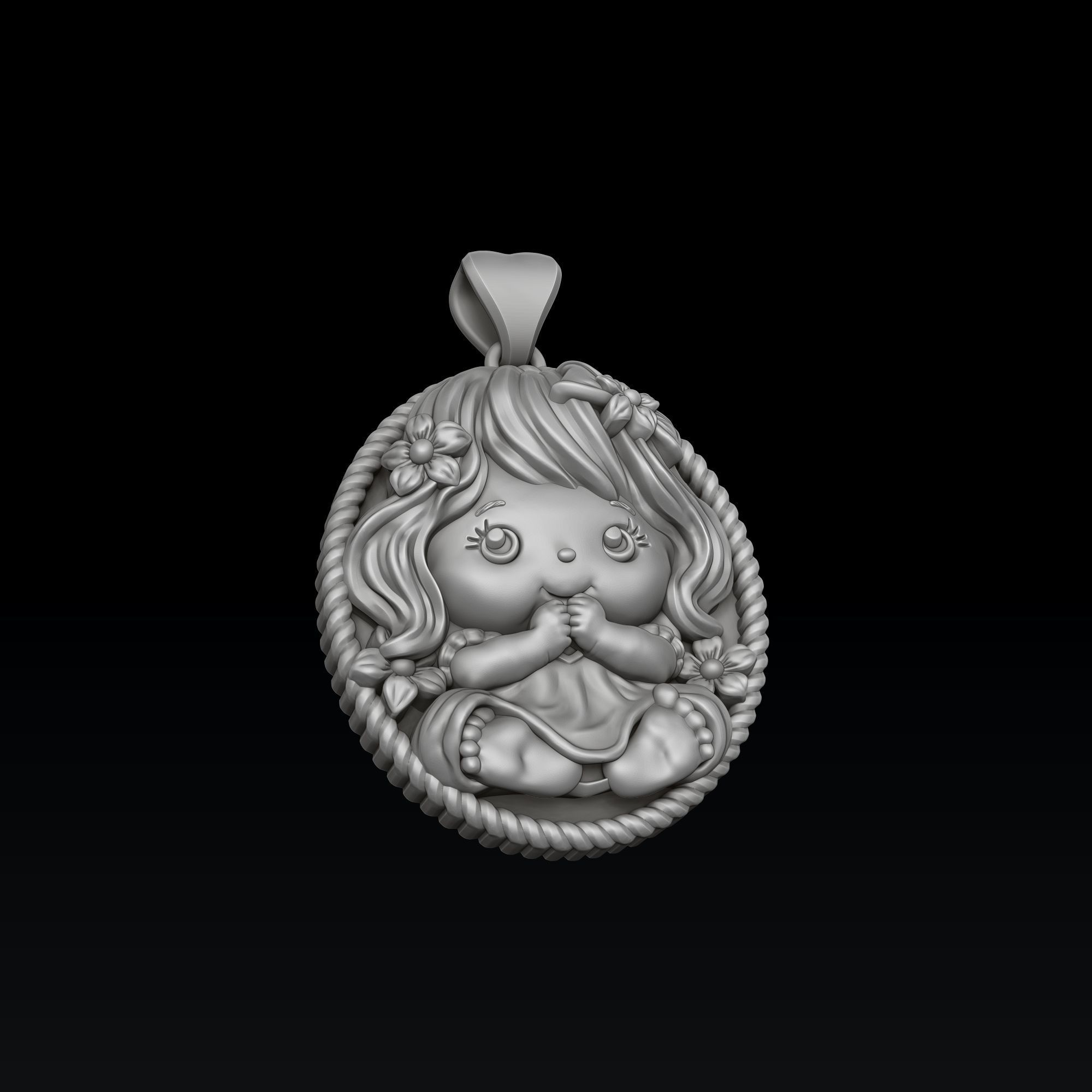 Baby Girl Pendant 3D print model_3