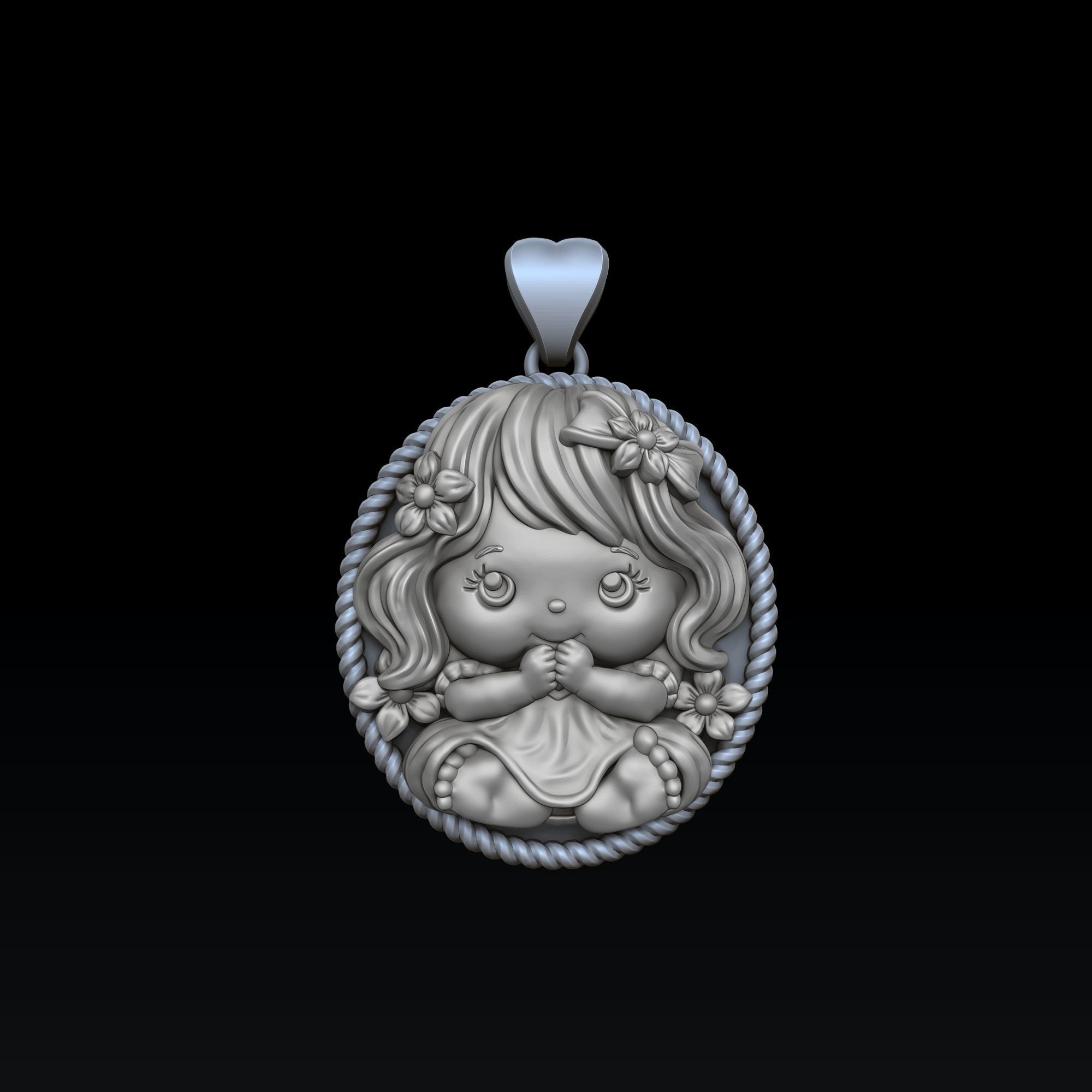 Baby Girl Pendant 3D print model_2