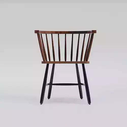 Vintage black lacquered wood armchair