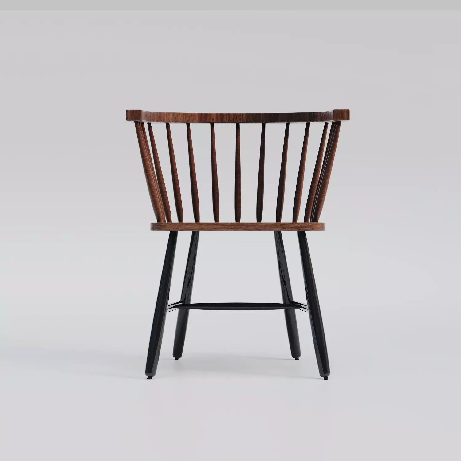 Vintage black lacquered wood armchair 3D model