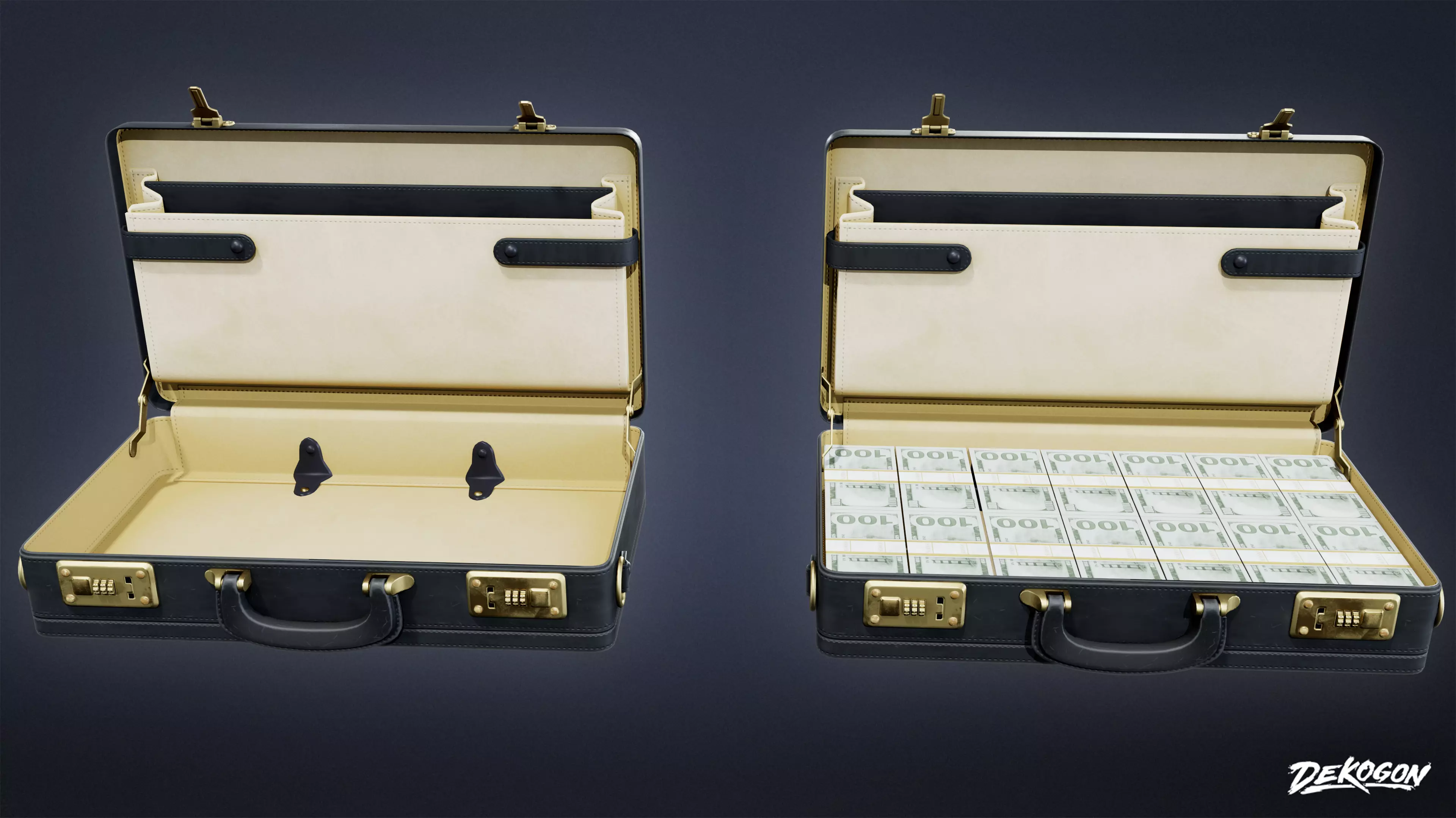 BANK HEIST - Money Filled Briefcase 01 - LOW POLY Low-poly 3D model