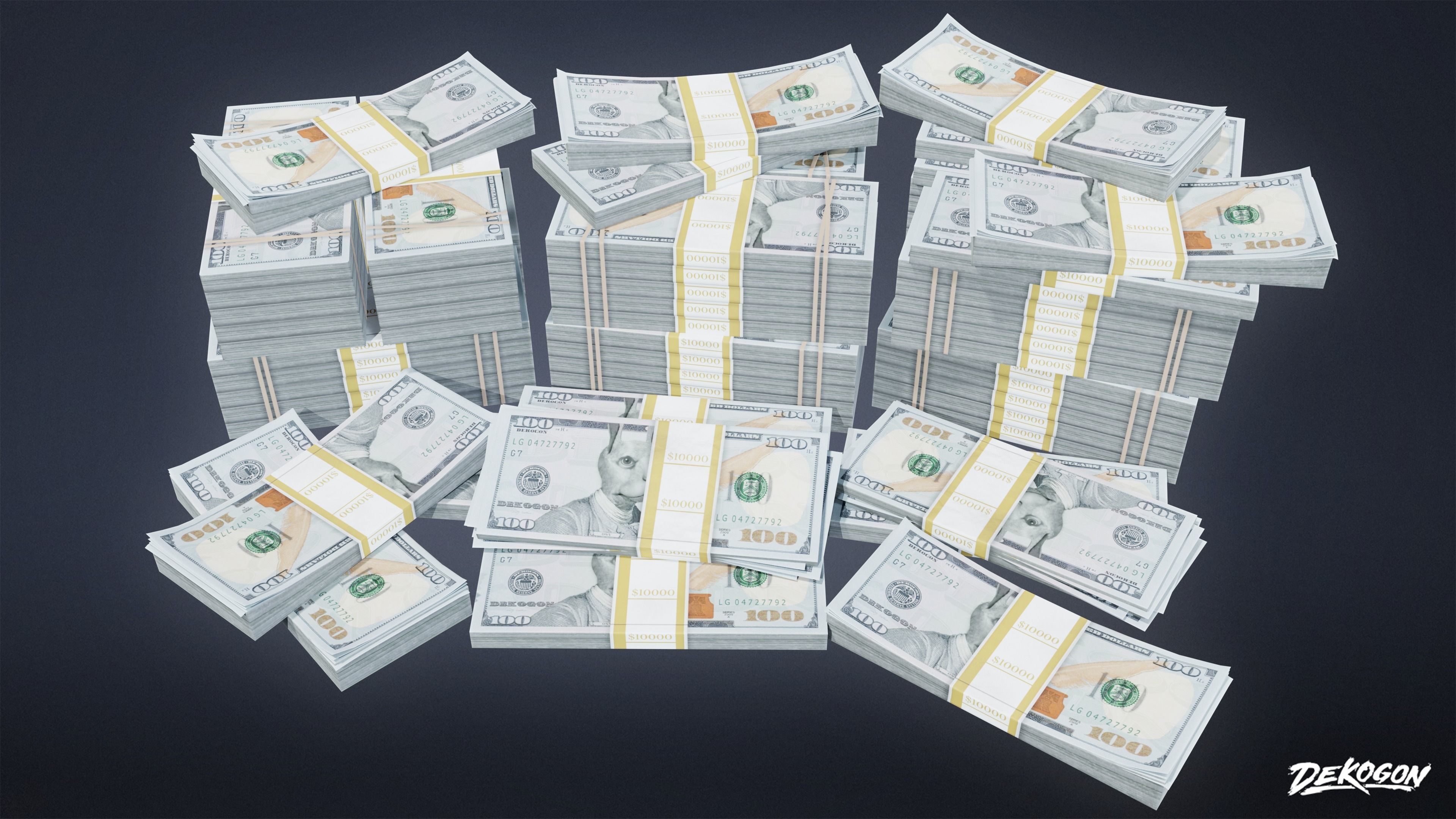 BANK HEIST - Money Pile 01 - LOW POLY Low-poly 3D model_11