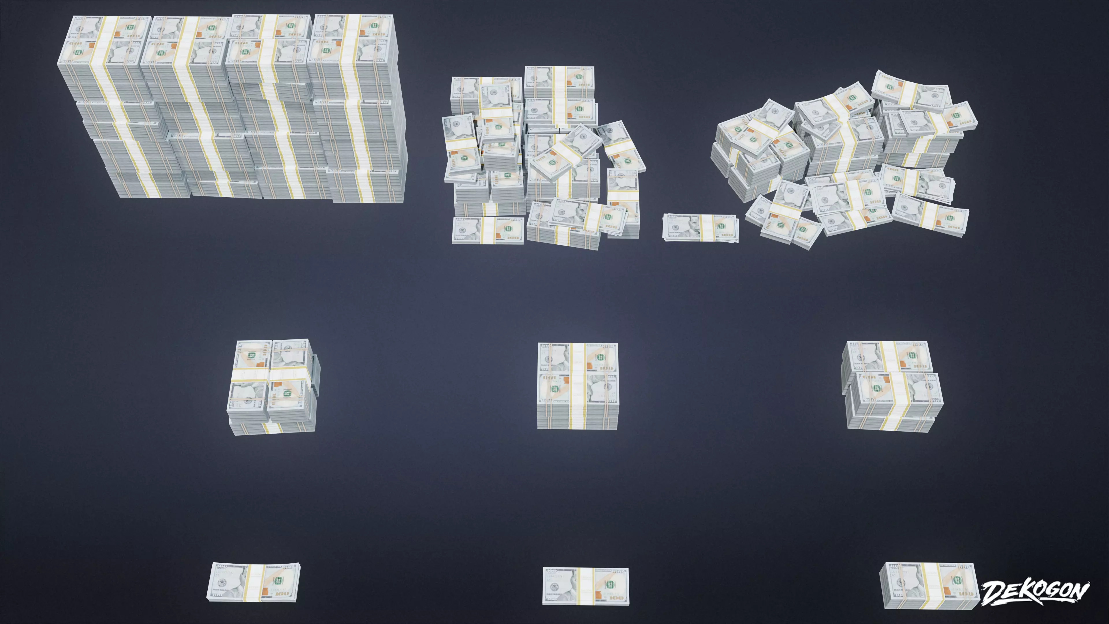 BANK HEIST - Money Pile 01 - LOW POLY Low-poly 3D model_0