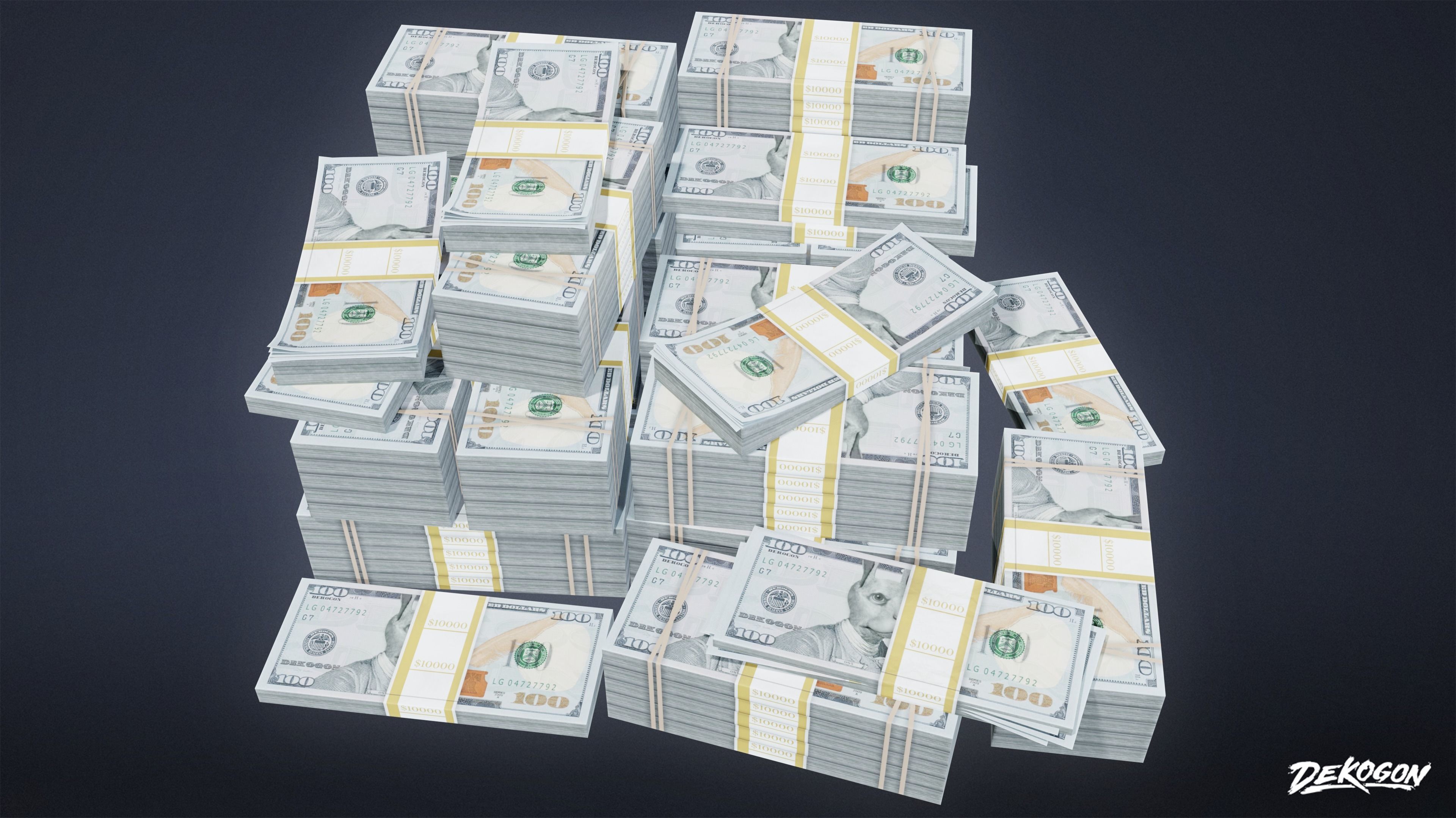 BANK HEIST - Money Pile 01 - LOW POLY Low-poly 3D model_12