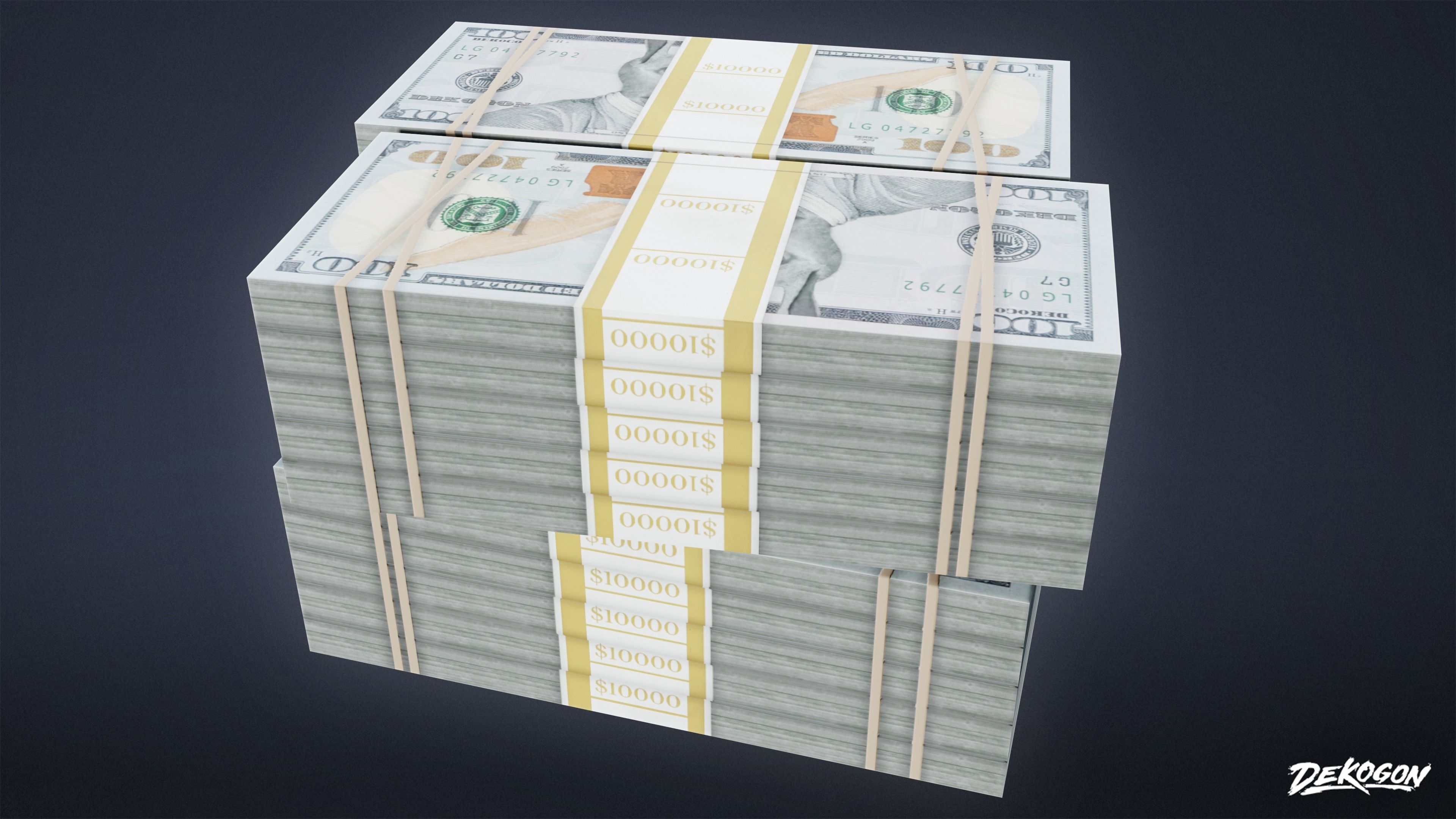 BANK HEIST - Money Pile 01 - LOW POLY Low-poly 3D model_10