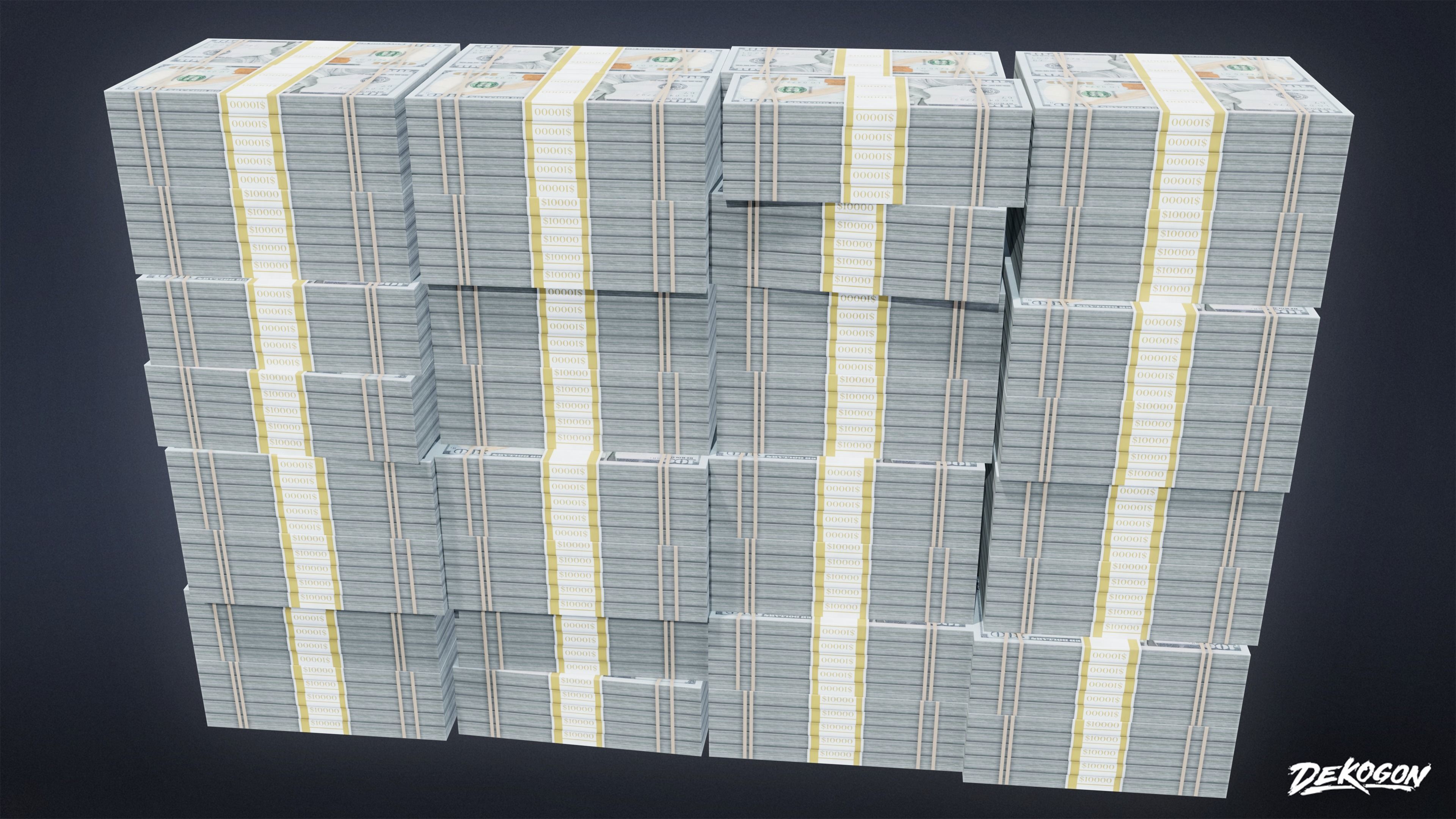 BANK HEIST - Money Pile 01 - LOW POLY Low-poly 3D model_13