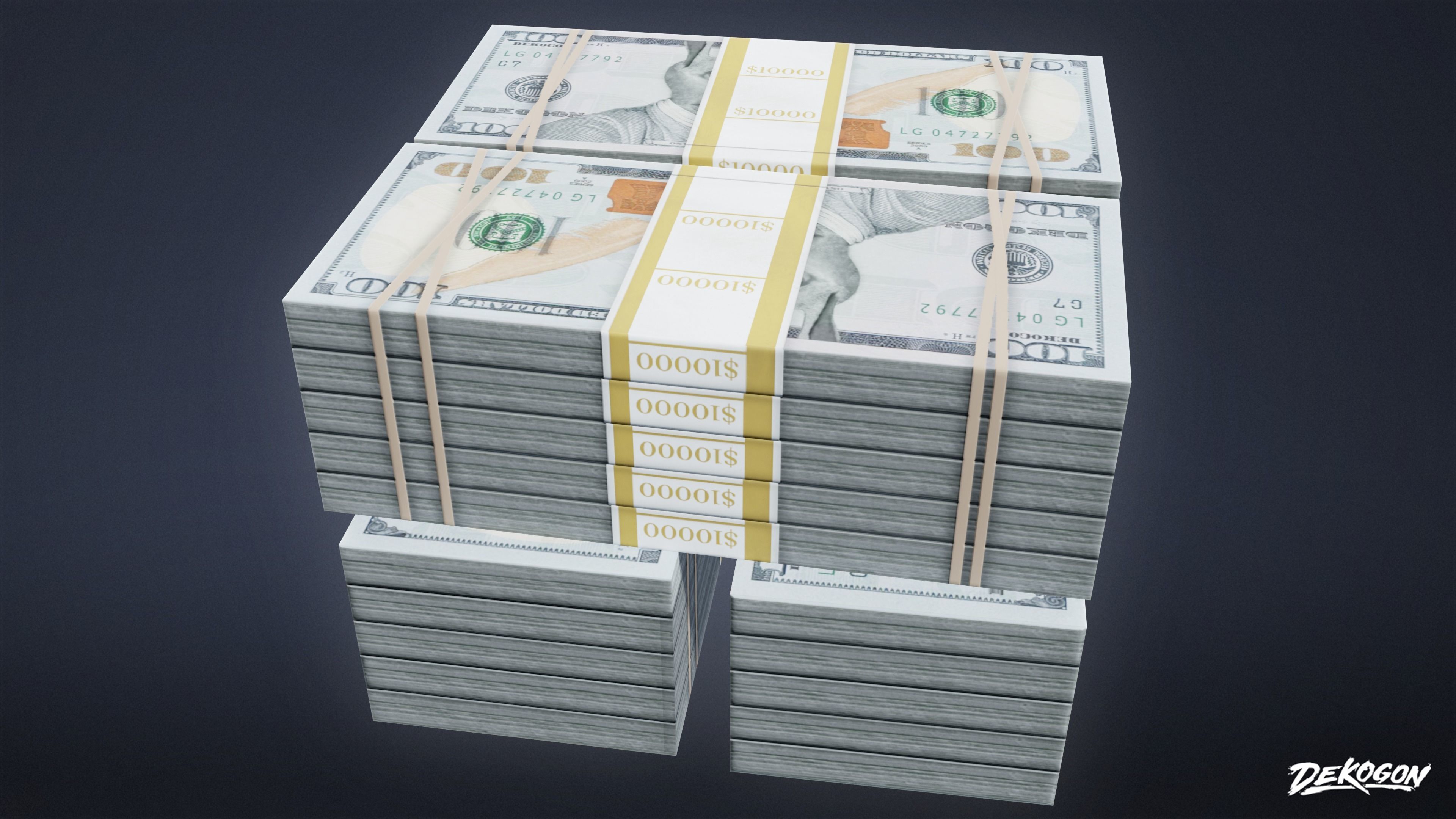 BANK HEIST - Money Pile 01 - LOW POLY Low-poly 3D model_9