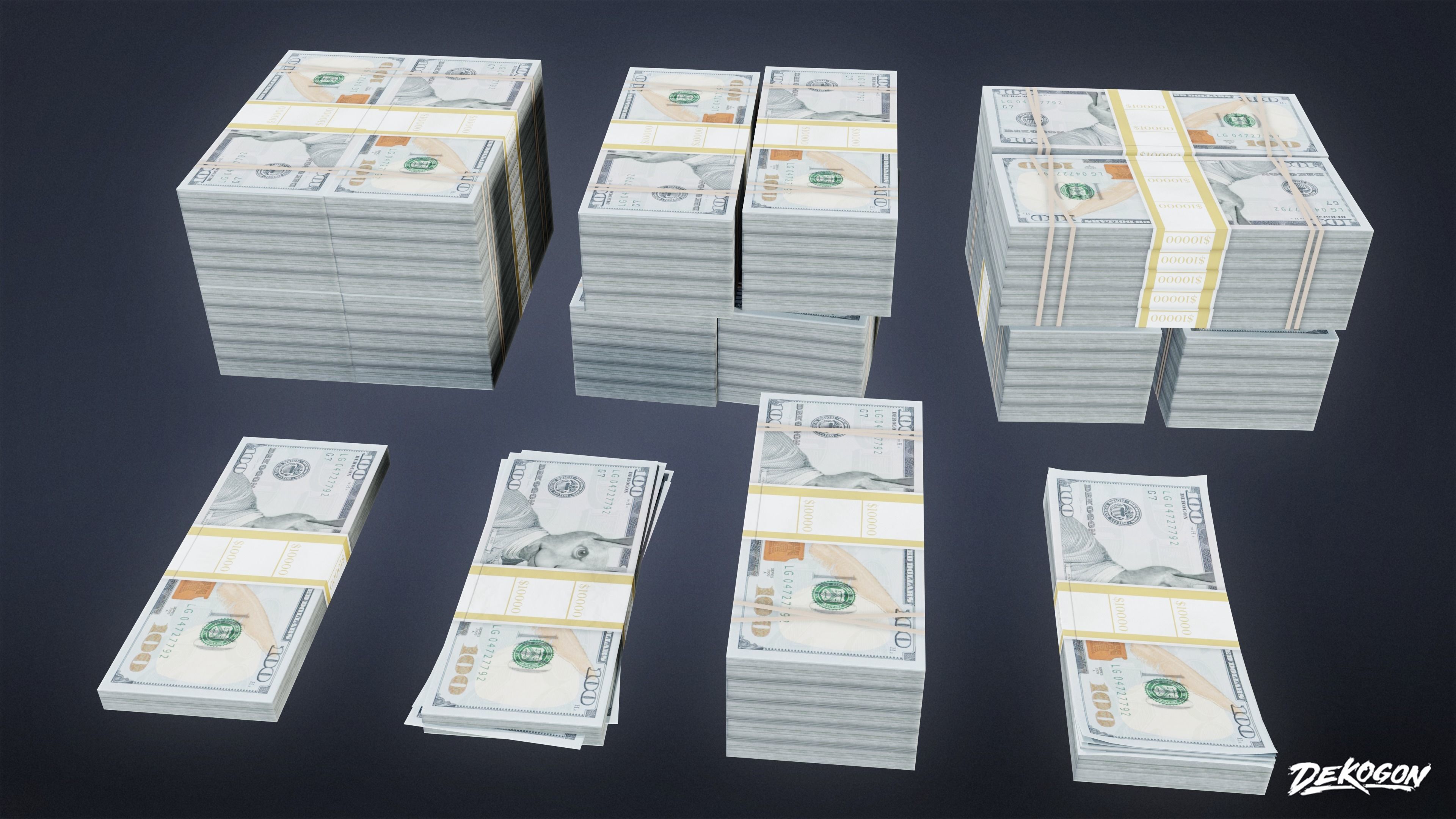 BANK HEIST - Money Pile 01 - LOW POLY Low-poly 3D model_3