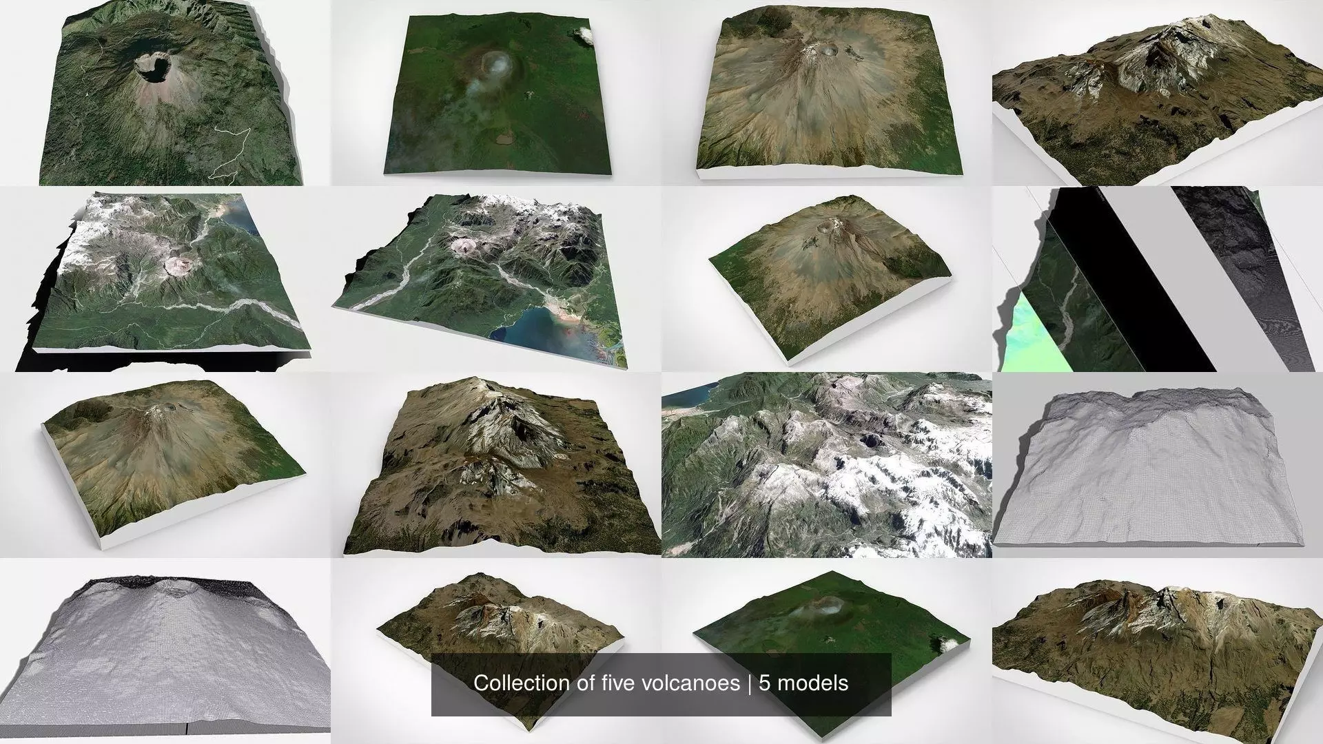 Collection of five volcanoes 3D Model Pack | CGTrader