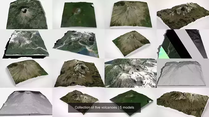 Collection of five volcanoes 