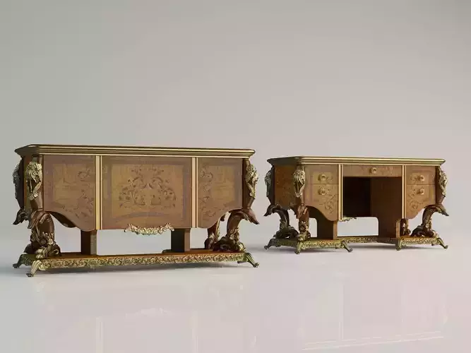 makeup tables and chairs 3D model