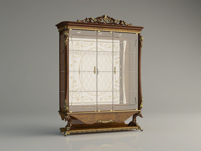 cabinet with glass doors 3D model 3D model 3D model