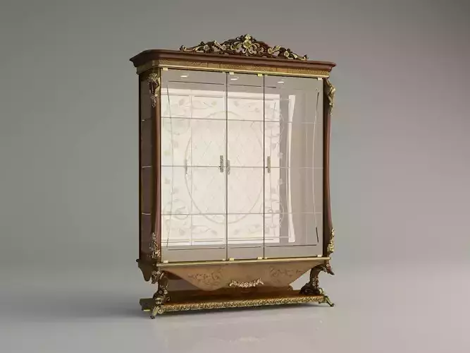 cabinet with glass doors 3D model 3D model