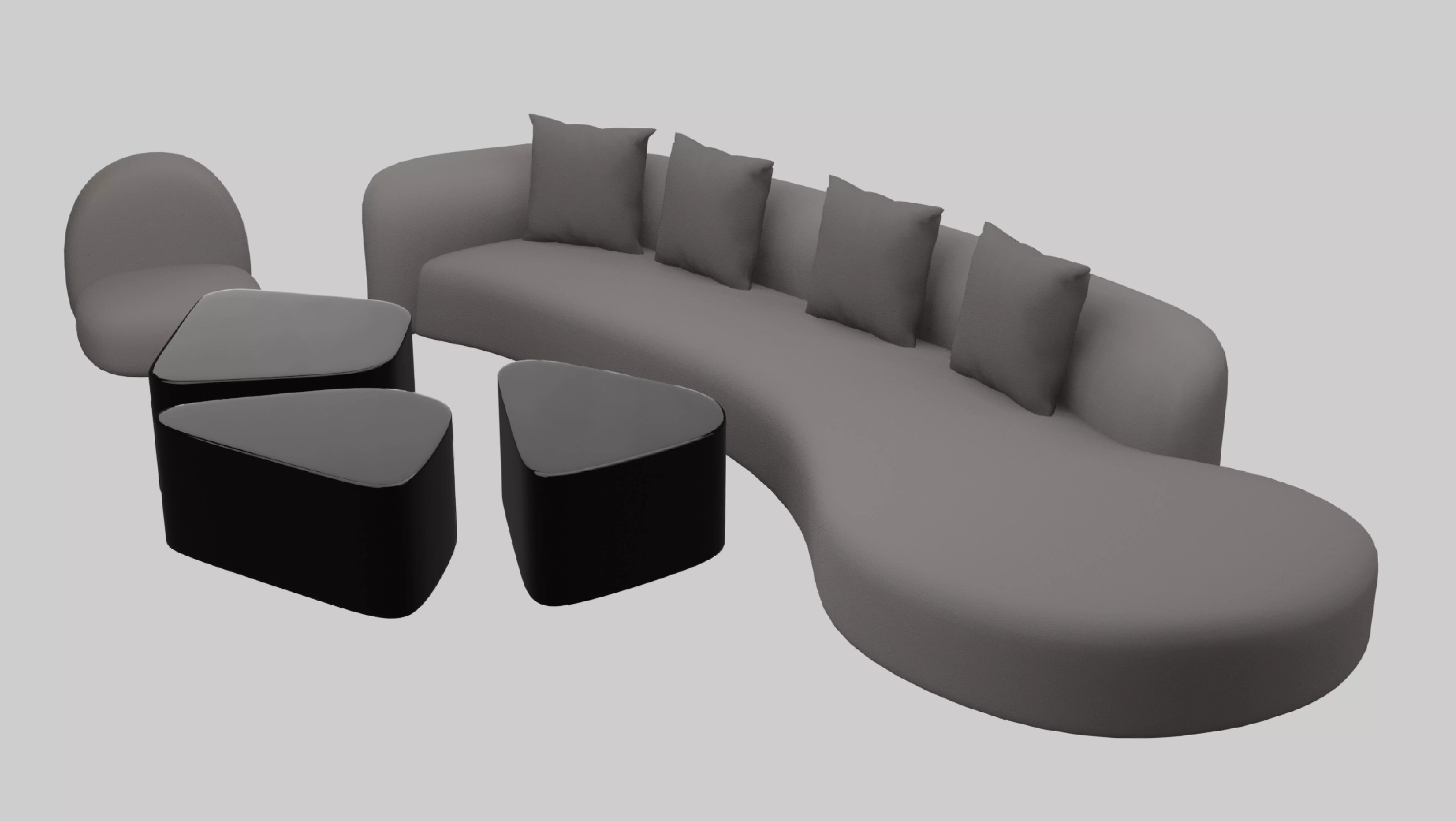 Irregular Shape Sofa 3D model_0