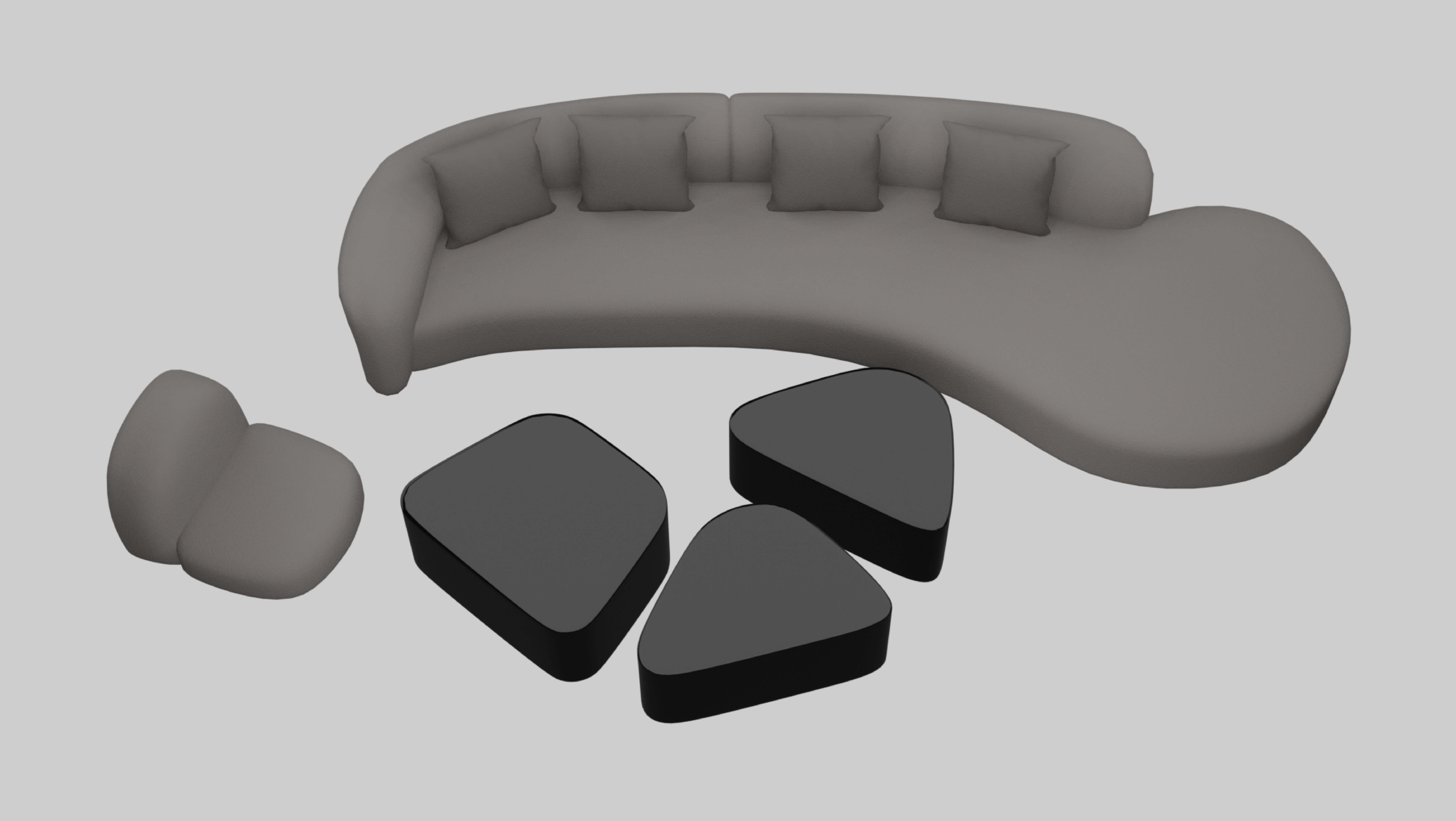 Irregular Shape Sofa 3D model_2