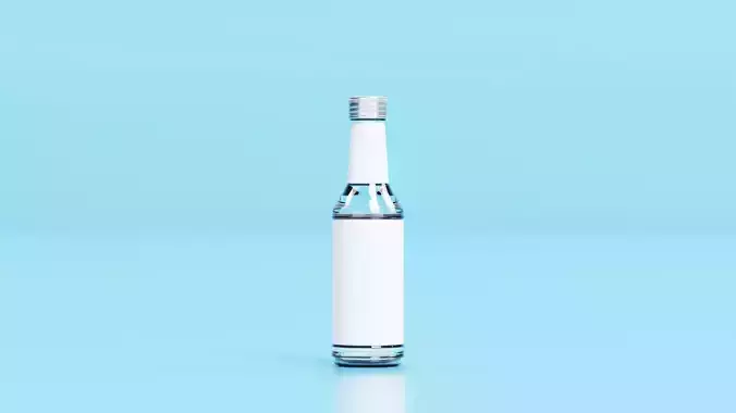 Clear Glass Water Bottle 3d model drink