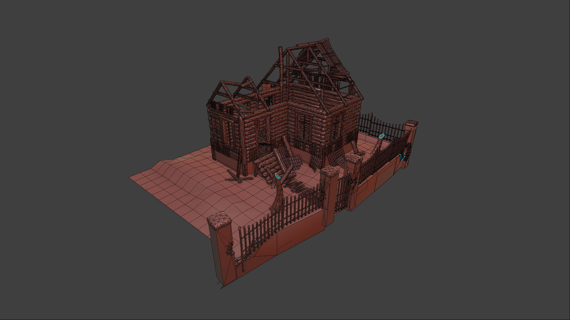 Enviro Building Scorched House Game Asset Low-poly 3D model_18