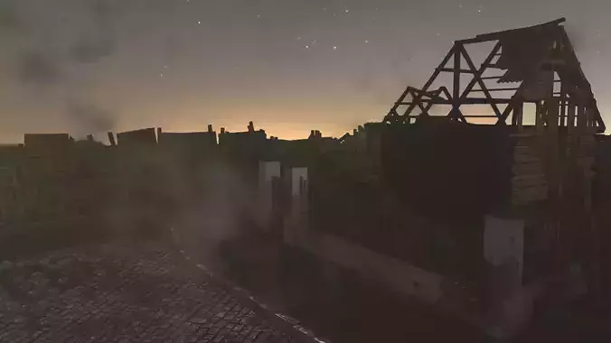 Enviro Building Scorched House Game Asset Low-poly 3D model