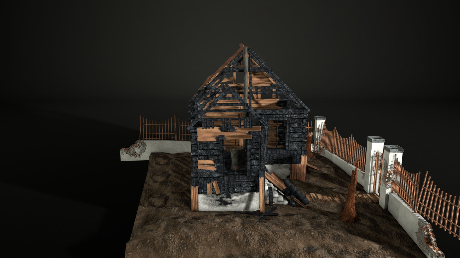Enviro Building Scorched House Game Asset Low-poly 3D model_15
