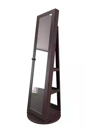 Lola Walnut Standing Cheval Jewelry Mirror 3D model