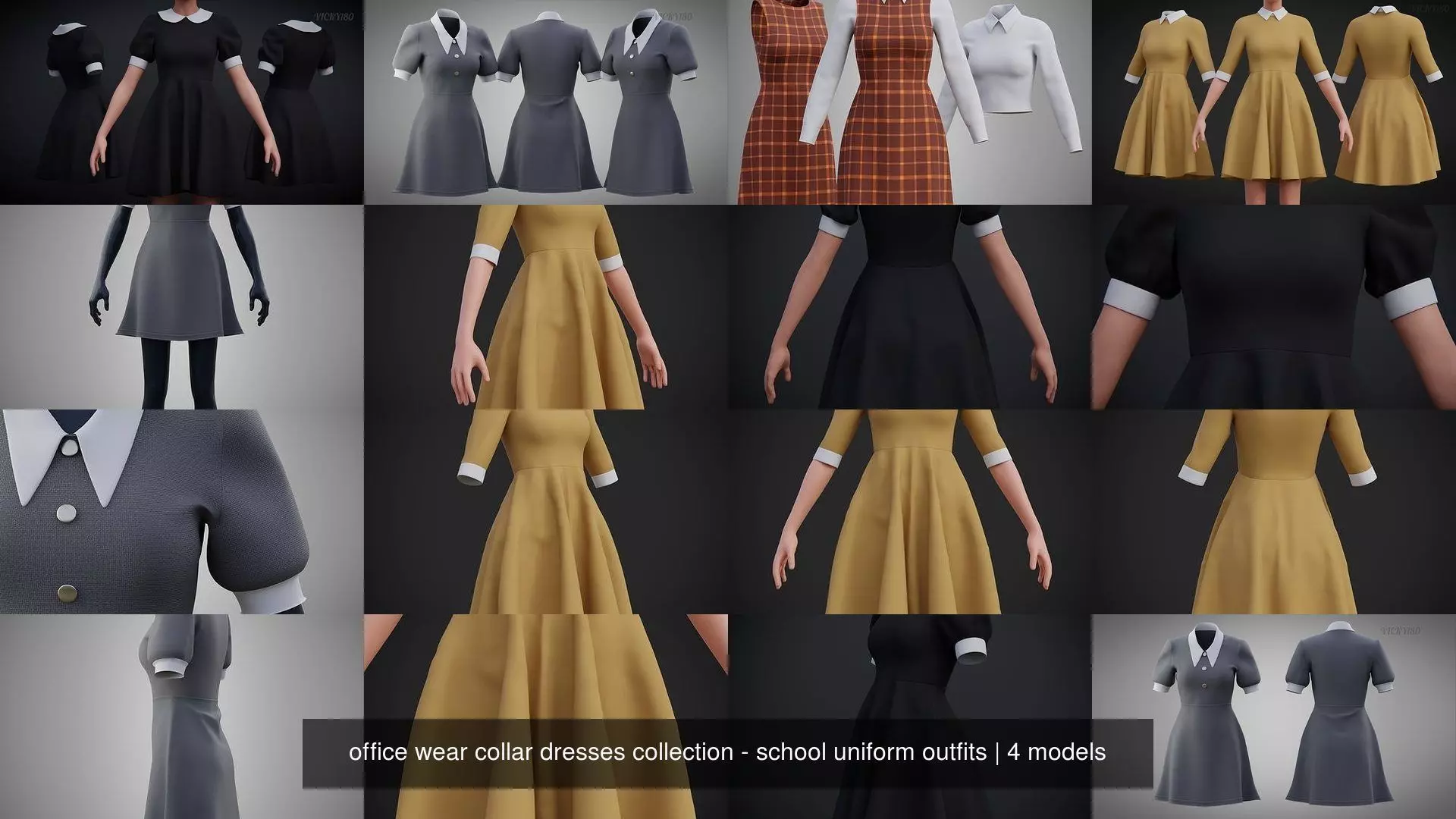 office wear collar dresses collection - school uniform outfits _1