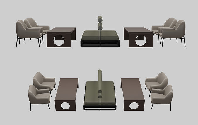 Sofa Set With Table 3D model