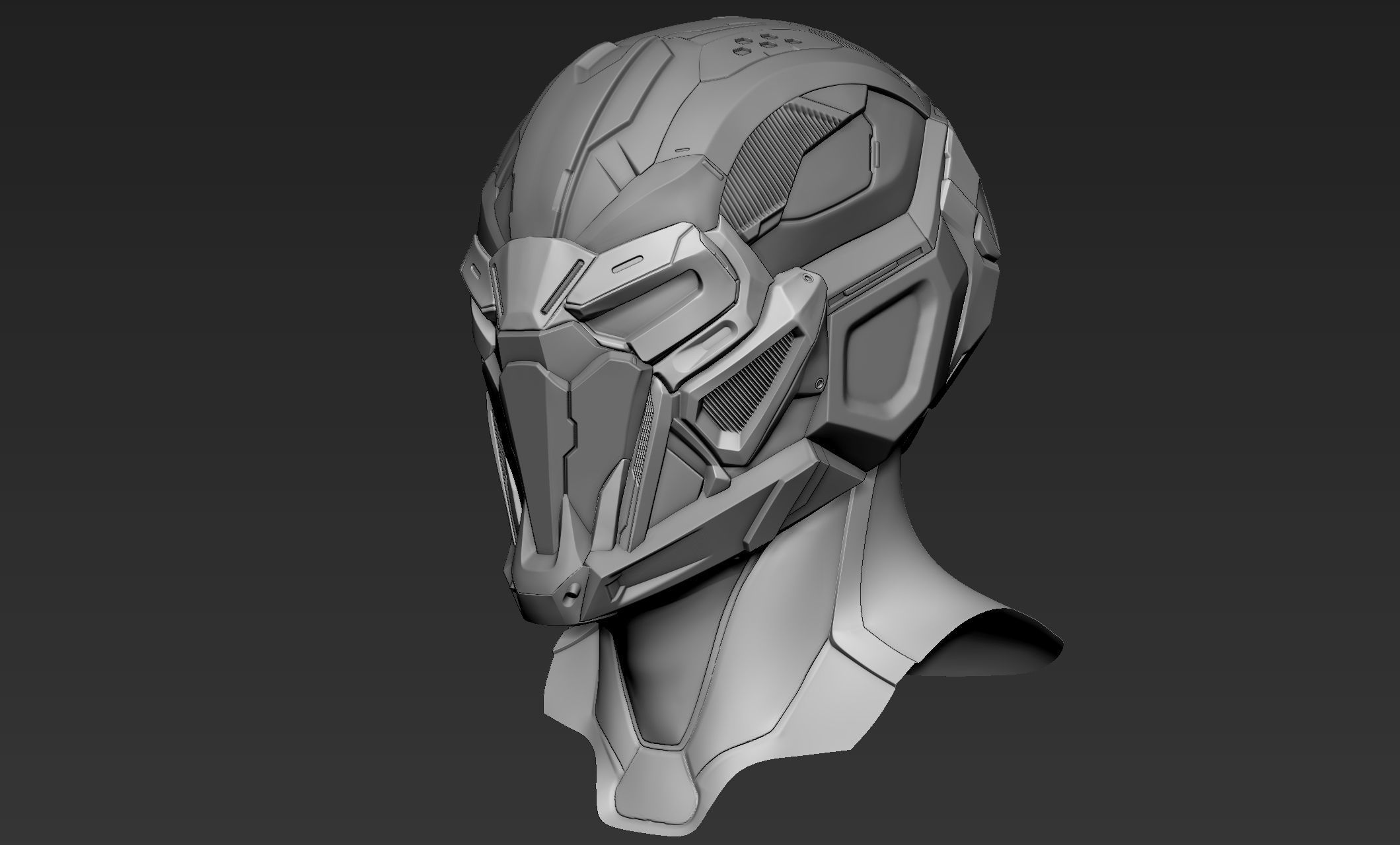 Sci-Fi Helmet 2 3D model_2