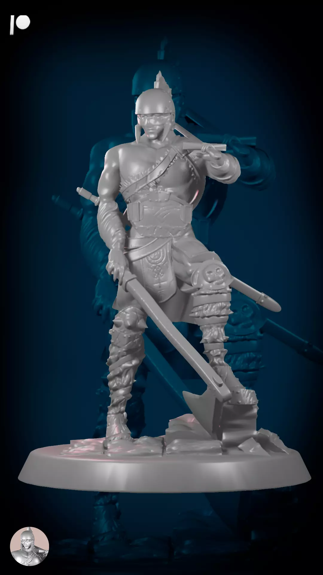 BARBARIAN 37MM MINIATURE PRE-SUPPORTED 3D print model_0