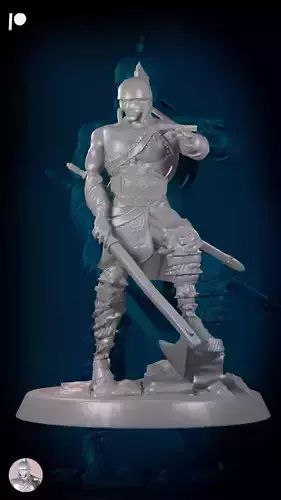 BARBARIAN 37MM MINIATURE PRE-SUPPORTED 3D print model